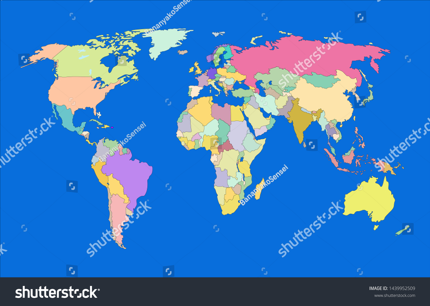 Vector Colorful World Map Political Map Stock Vector Royalty Free 1439952509 3667