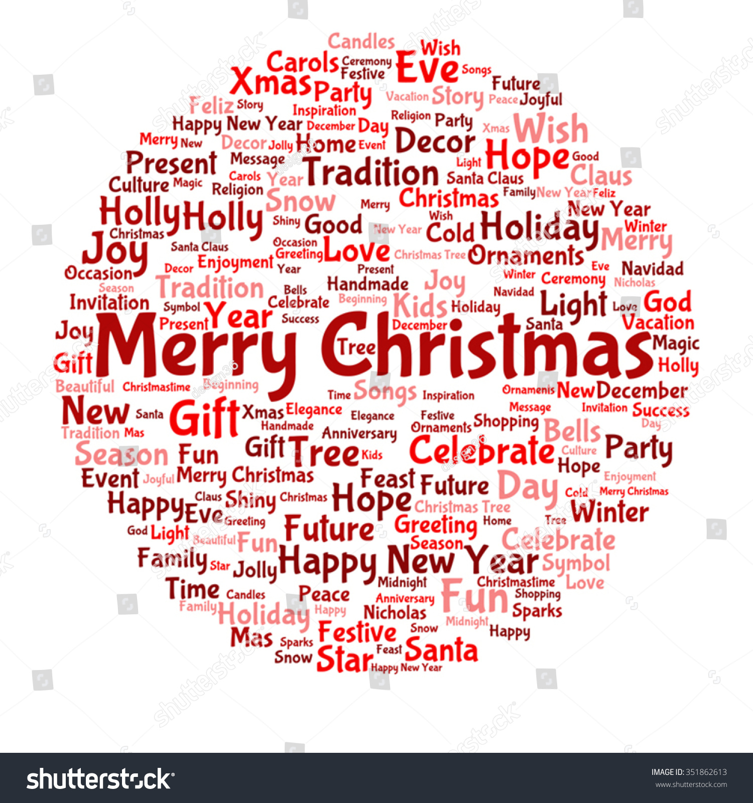 Vector concept conceptual Merry Christmas holiday or Happy New Year winter abstract text word cloud on white background metaphor to celebration Santa