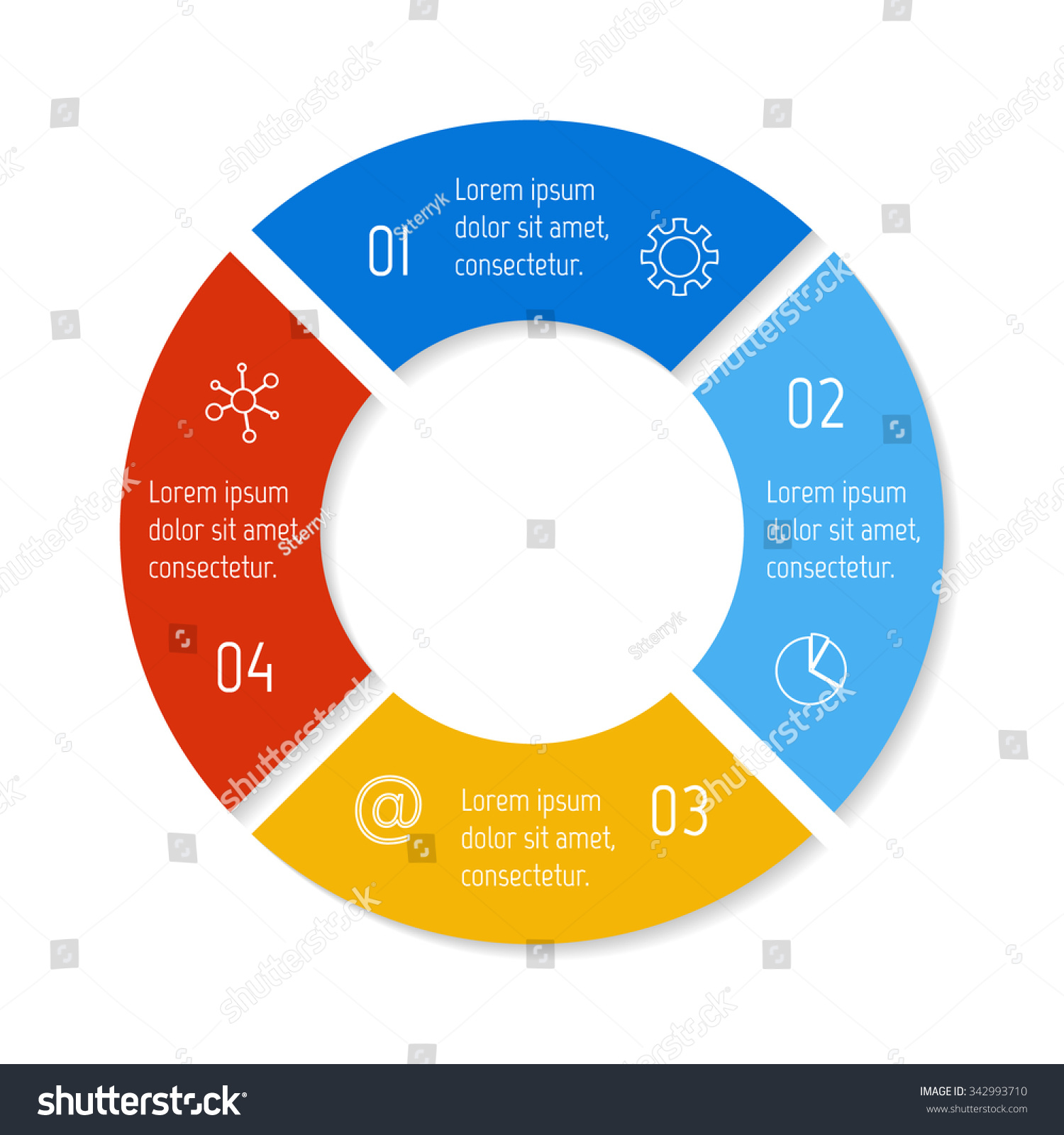 Vector Connected Round Infographic Diagram Circular Vetor Stock Livre De Direitos 342993710 1719