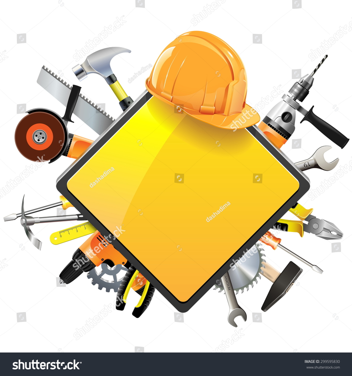 Vector Construction Sign With Tools - 299595830 : Shutterstock