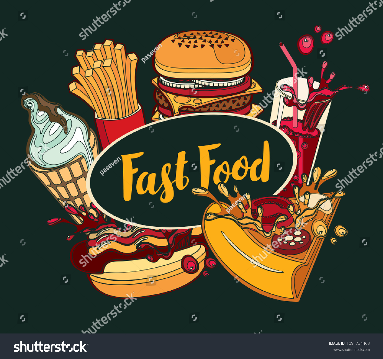 Vector Cover Fast Food Menu Ice Stock Vector (Royalty Free) 1091734463 ...