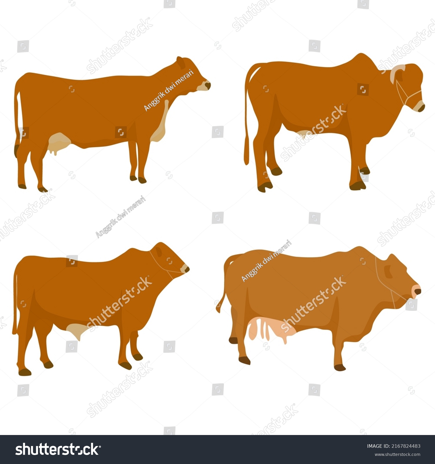 Vector Cow Illustration Set Posters Childrens Stock Vector (Royalty ...