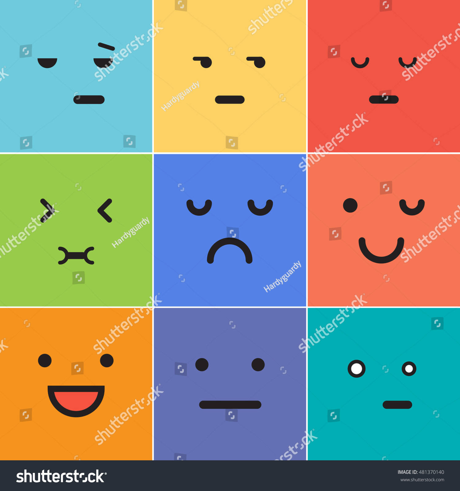 Vector Creative Cartoon Style Smiles With Different Emotions ...