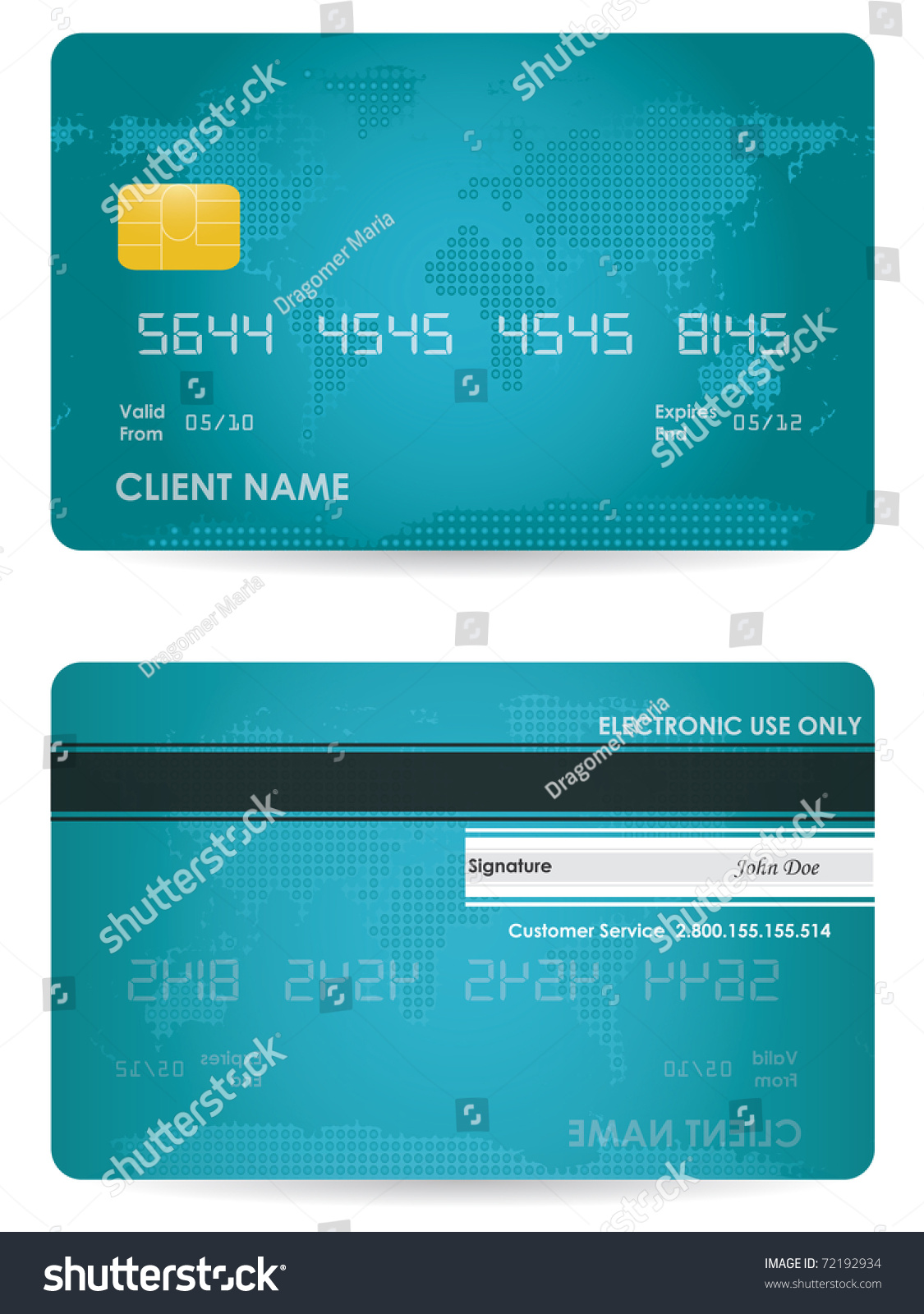 Vector Credit Card Front Back View Stock Vector 72192934 - Shutterstock
