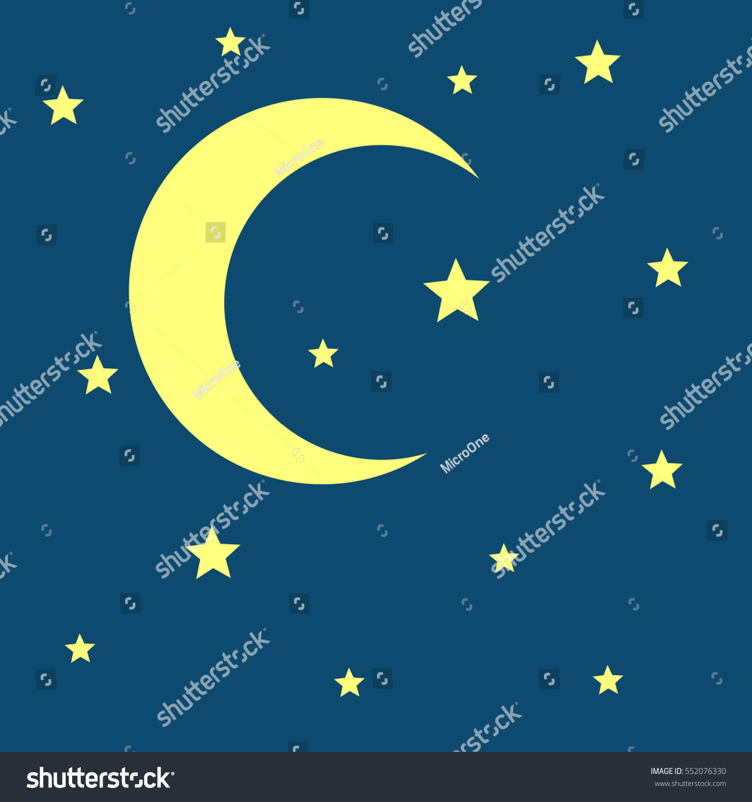 Vector Crescent Moon Stars Night Icon Stock Vector (Royalty Free ...