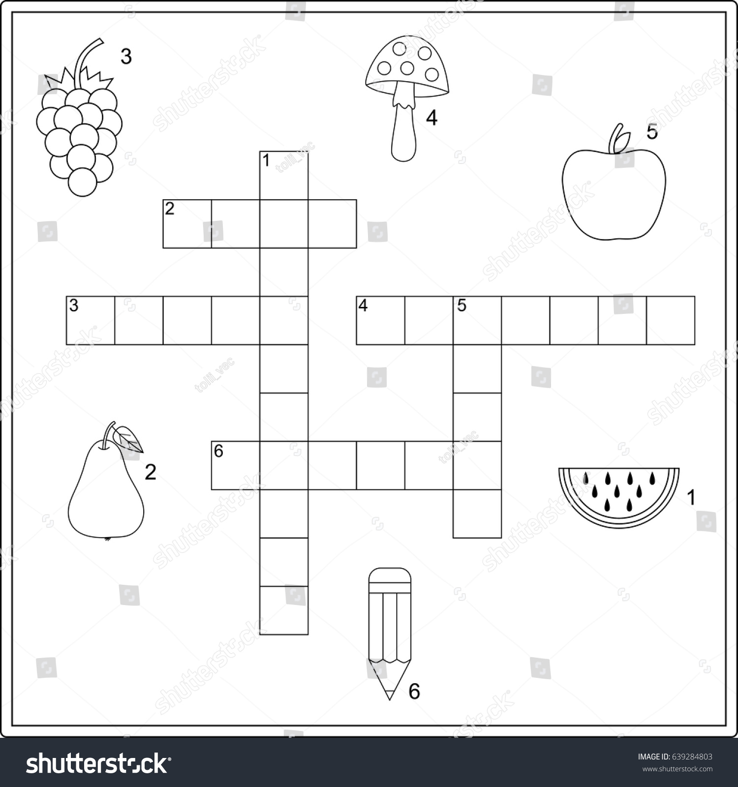 Vector Crossword Worksheet Preschool Kids Educational Stock Vector ...