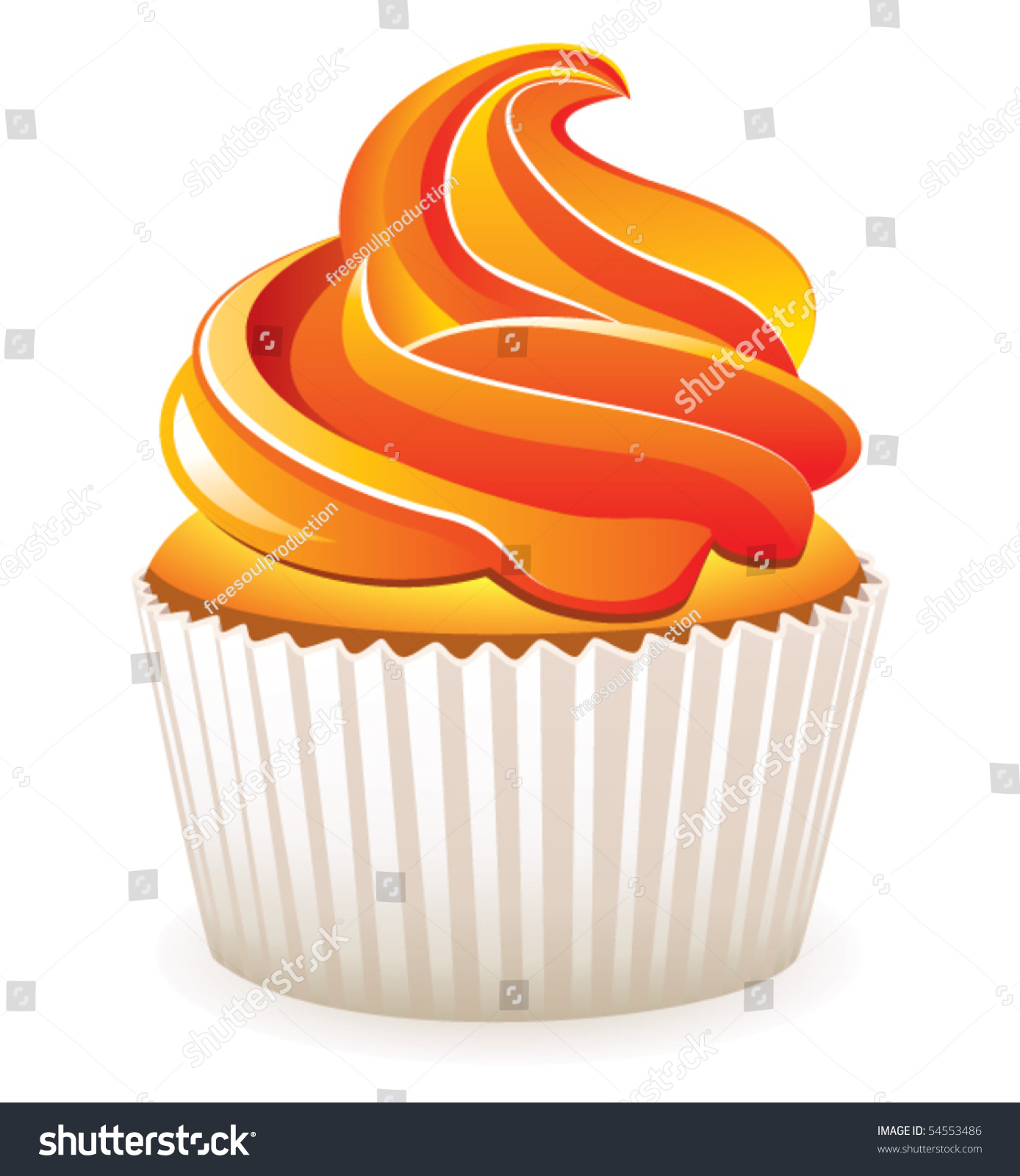 Vector Cupcake With Orange Cream - 54553486 : Shutterstock