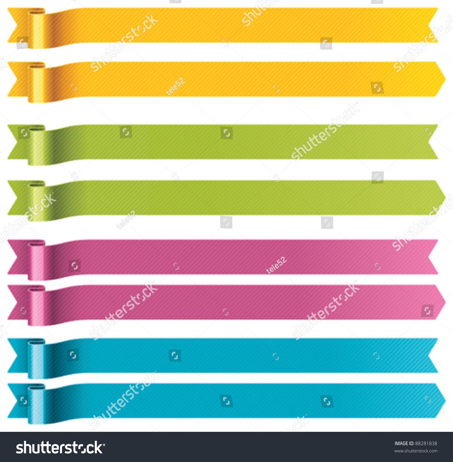 Vector Curled Ribbons Set Stock Vector (Royalty Free) 88281838 ...
