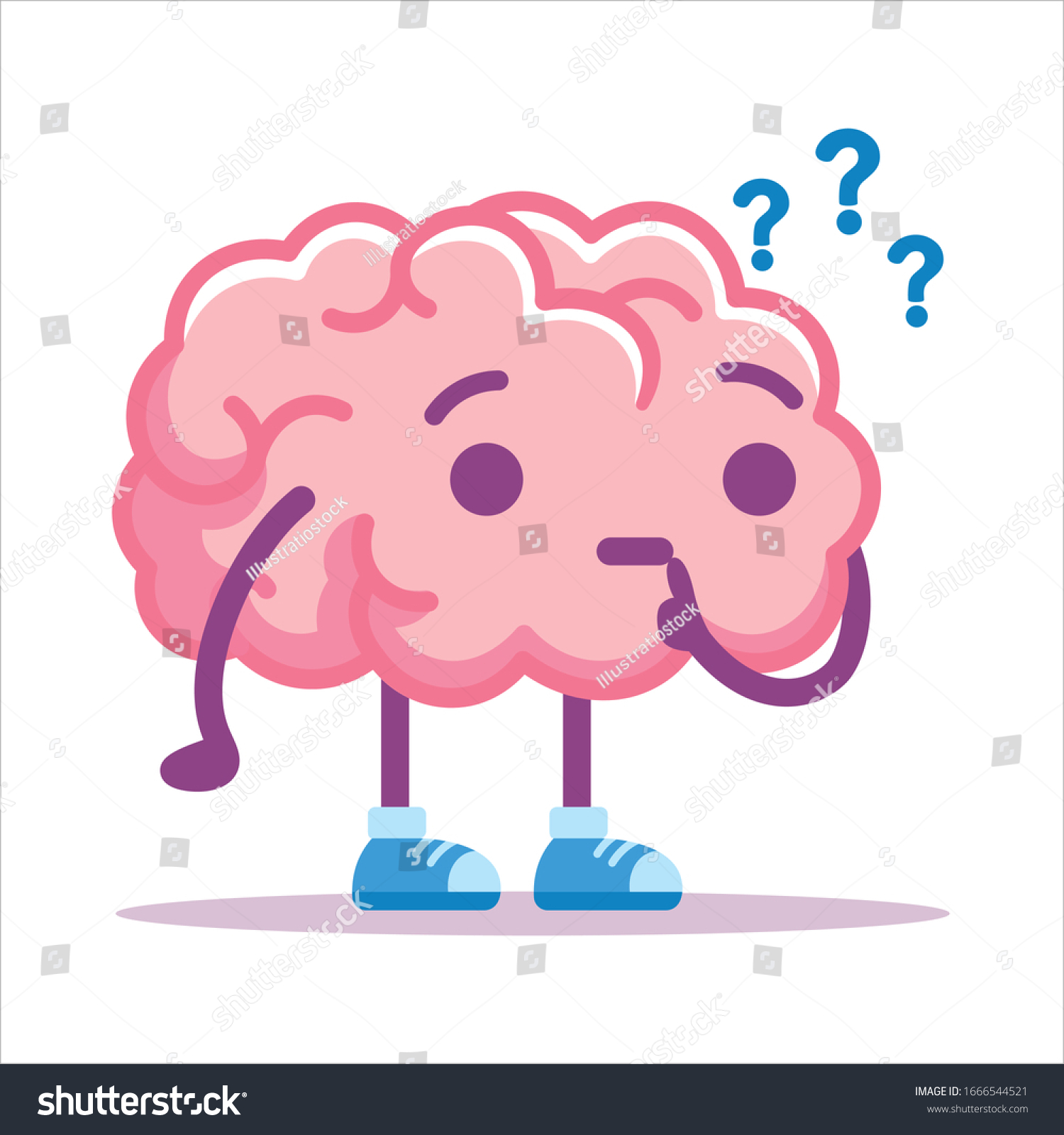 Vector Cute Cartoon Brain Doubts Questions Stock Vector (Royalty Free ...