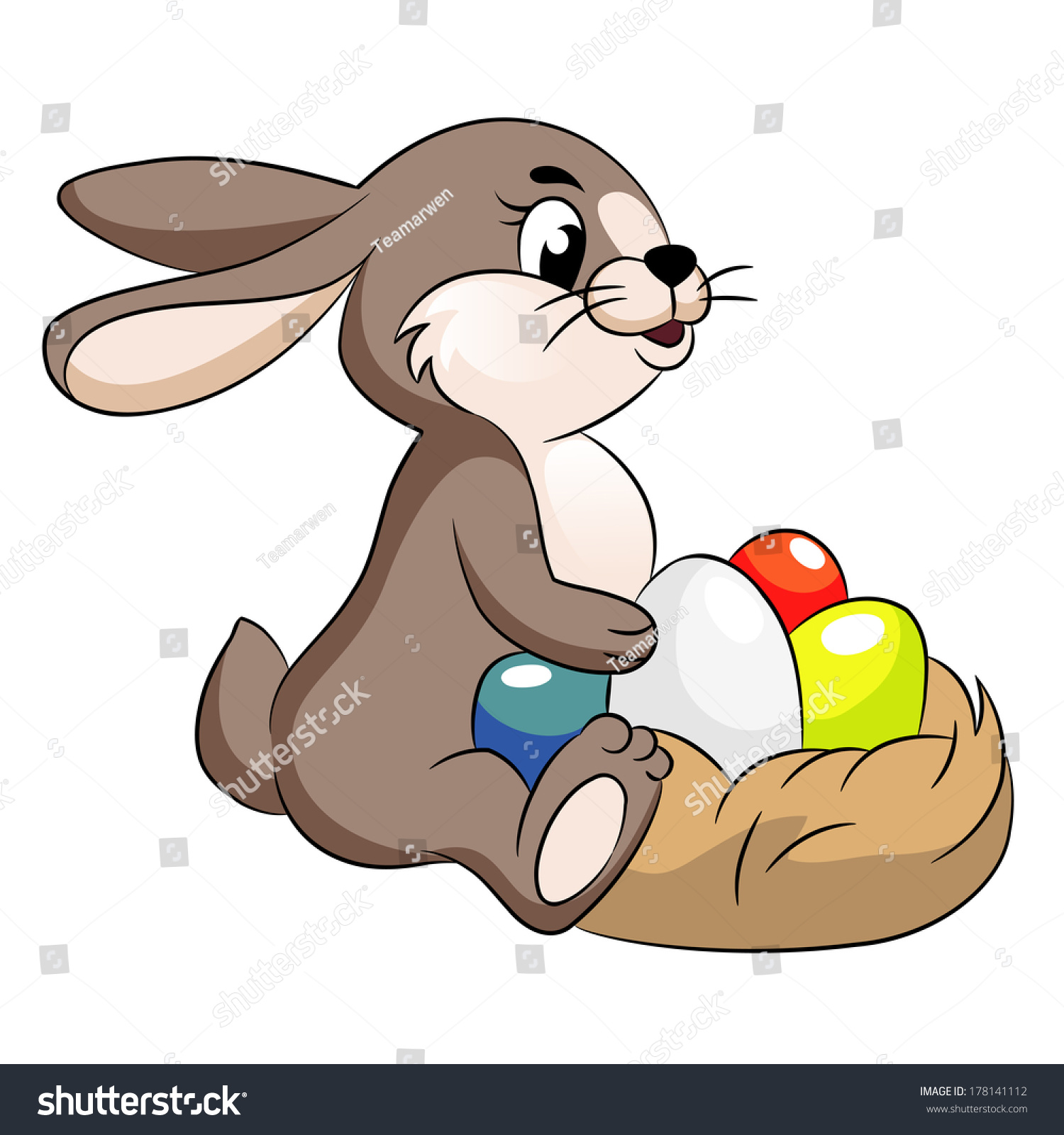 Vector Cute Easter Bunny Illustration - 178141112 : Shutterstock