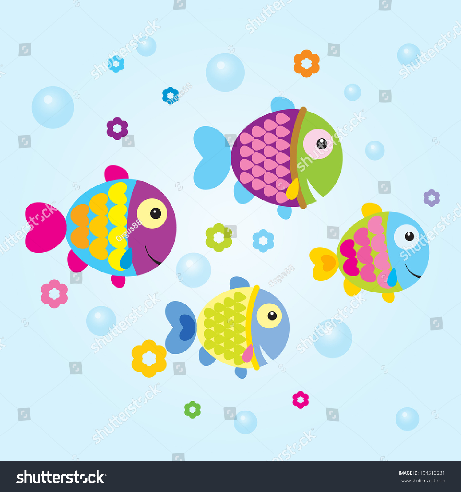 Vector Cute Fish - 104513231 : Shutterstock