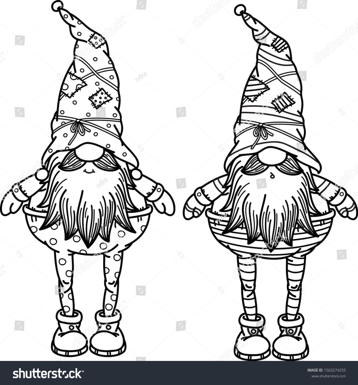 Vector Cute Gnomes Cartoons Black Silhouette Stock Vector (Royalty Free ...