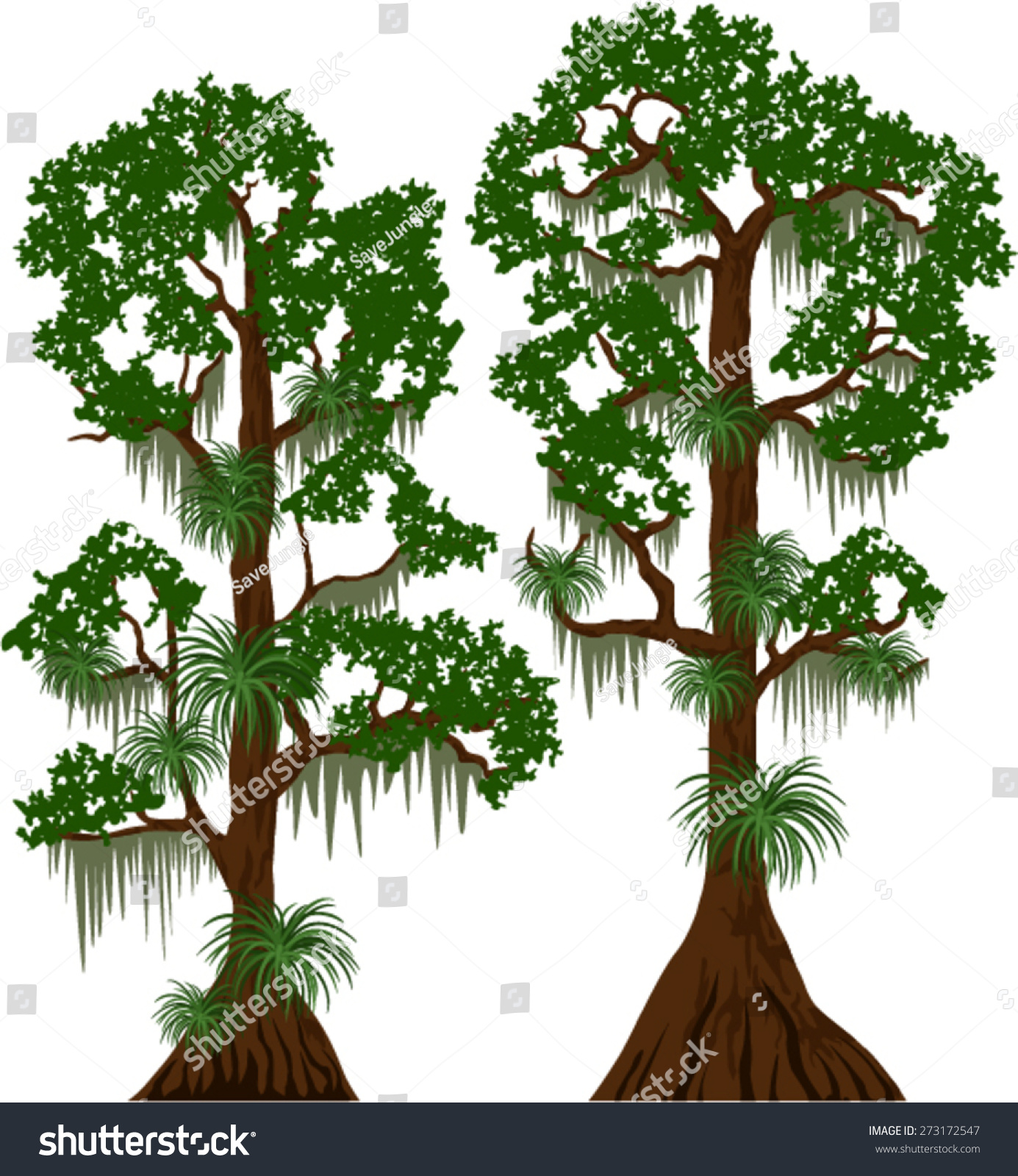SVG of vector cypress trees with Spanish moss svg