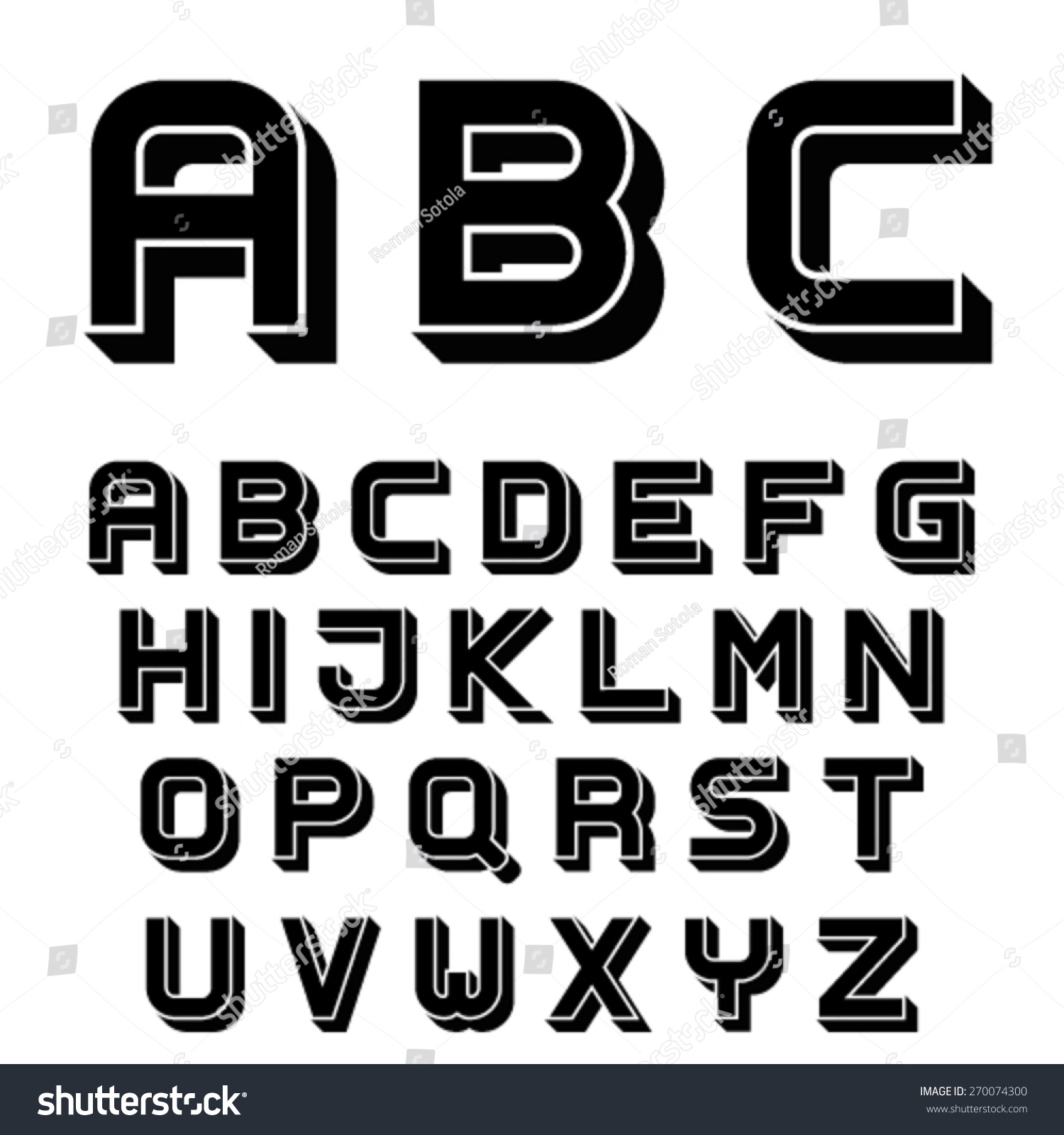 Vector 3d Black Simple Font Alphabet Letters - 270074300 : Shutterstock