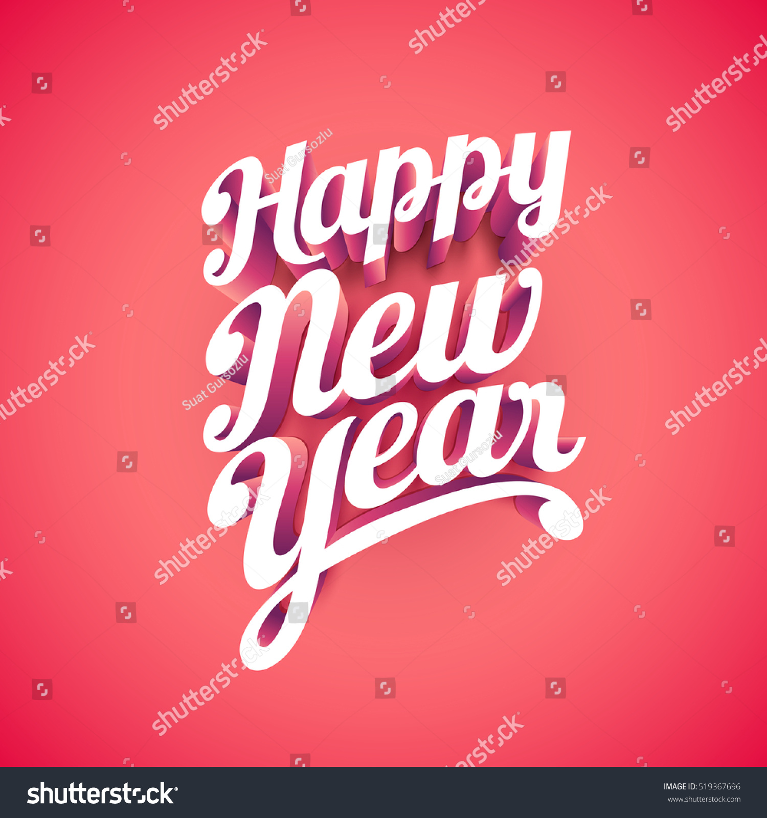 Vector 3d Happy New Year Typographic Design. - 519367696 : Shutterstock