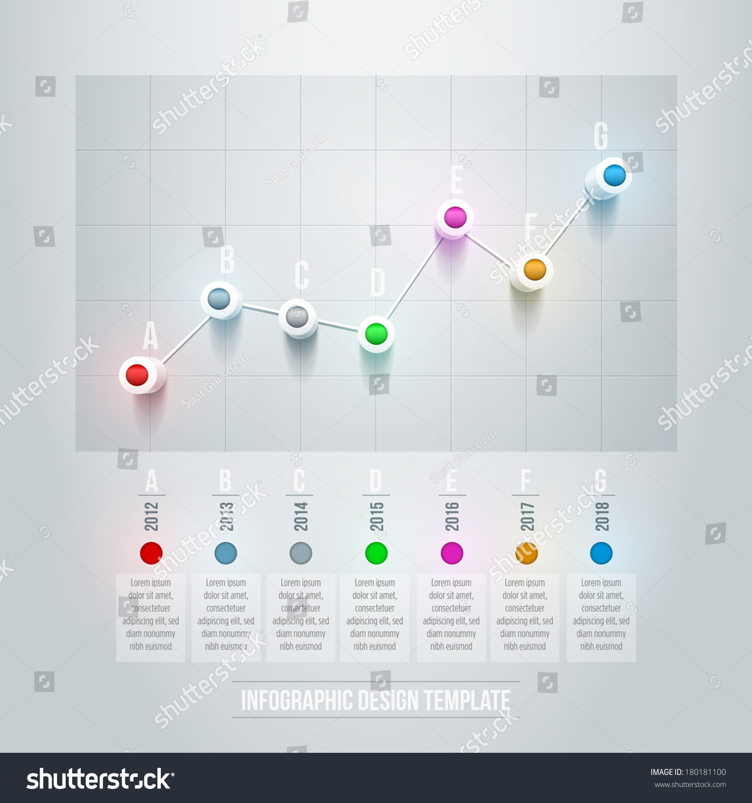 Vector 3d Line Chart Infographic Design Stock Vector 180181100