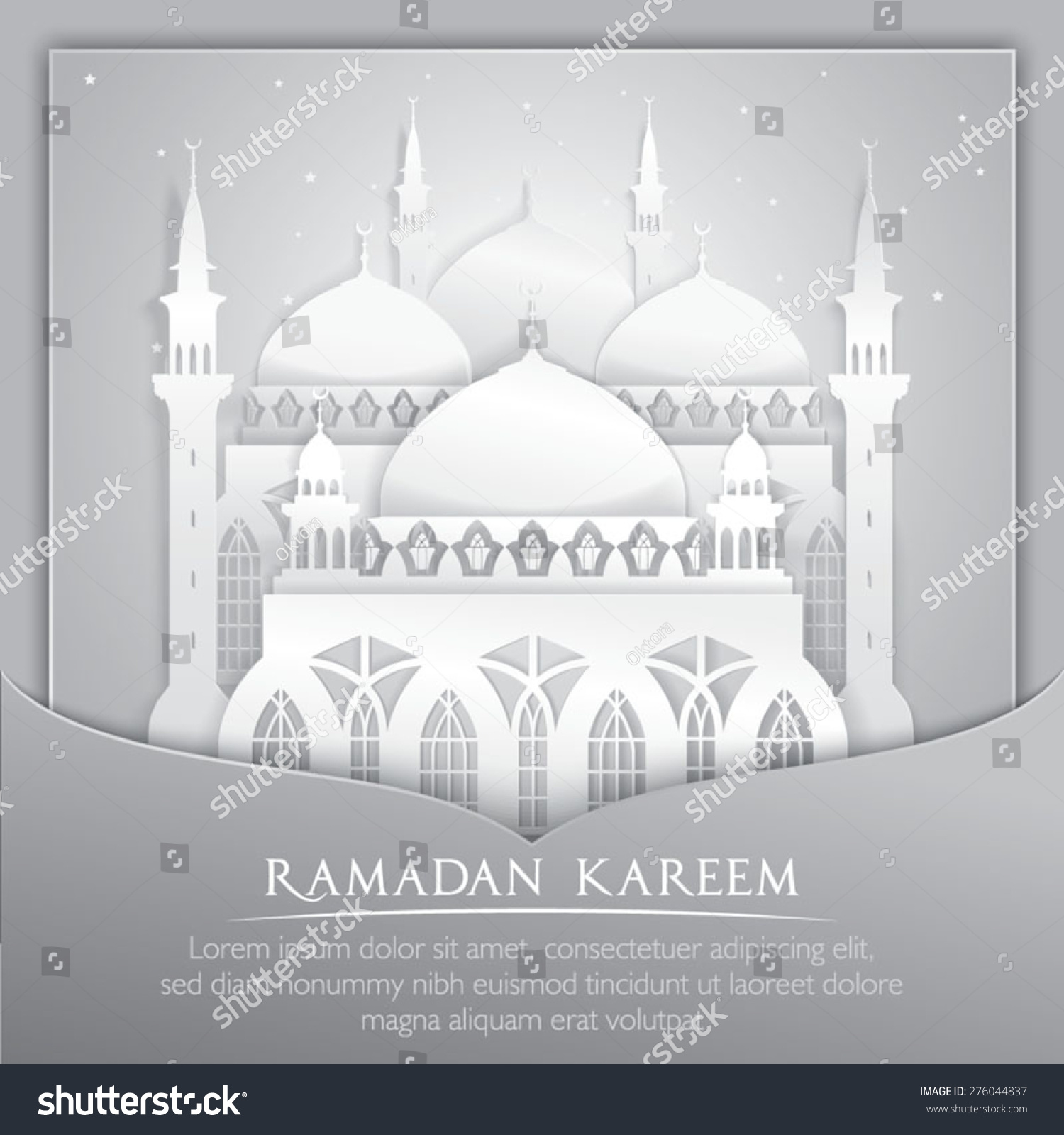 Vector 3d Mosque Muslim Paper Graphic Stock Vector 