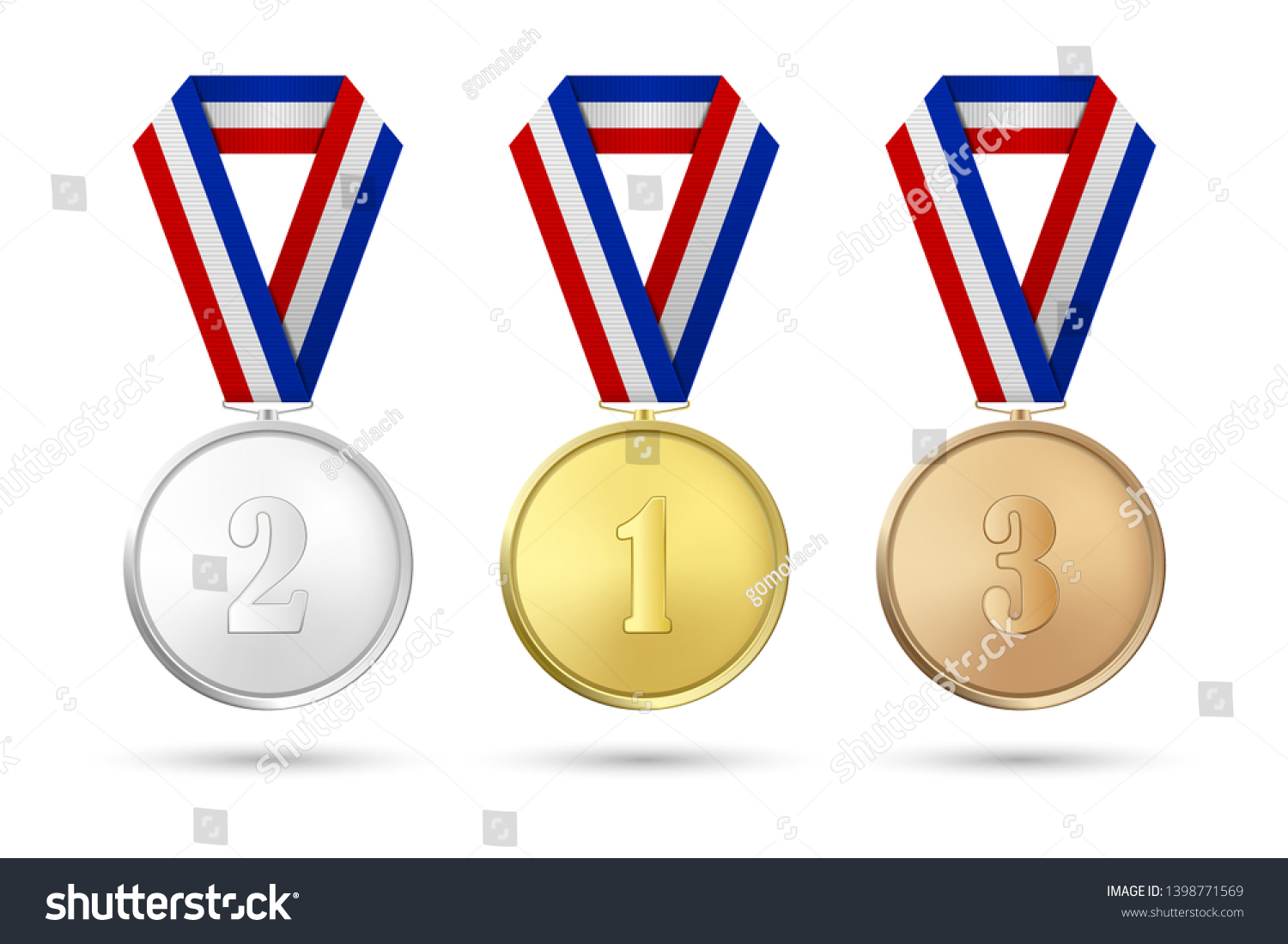 Vector 3d Realistic Gold Silver Bronze Stock Vector (Royalty Free ...