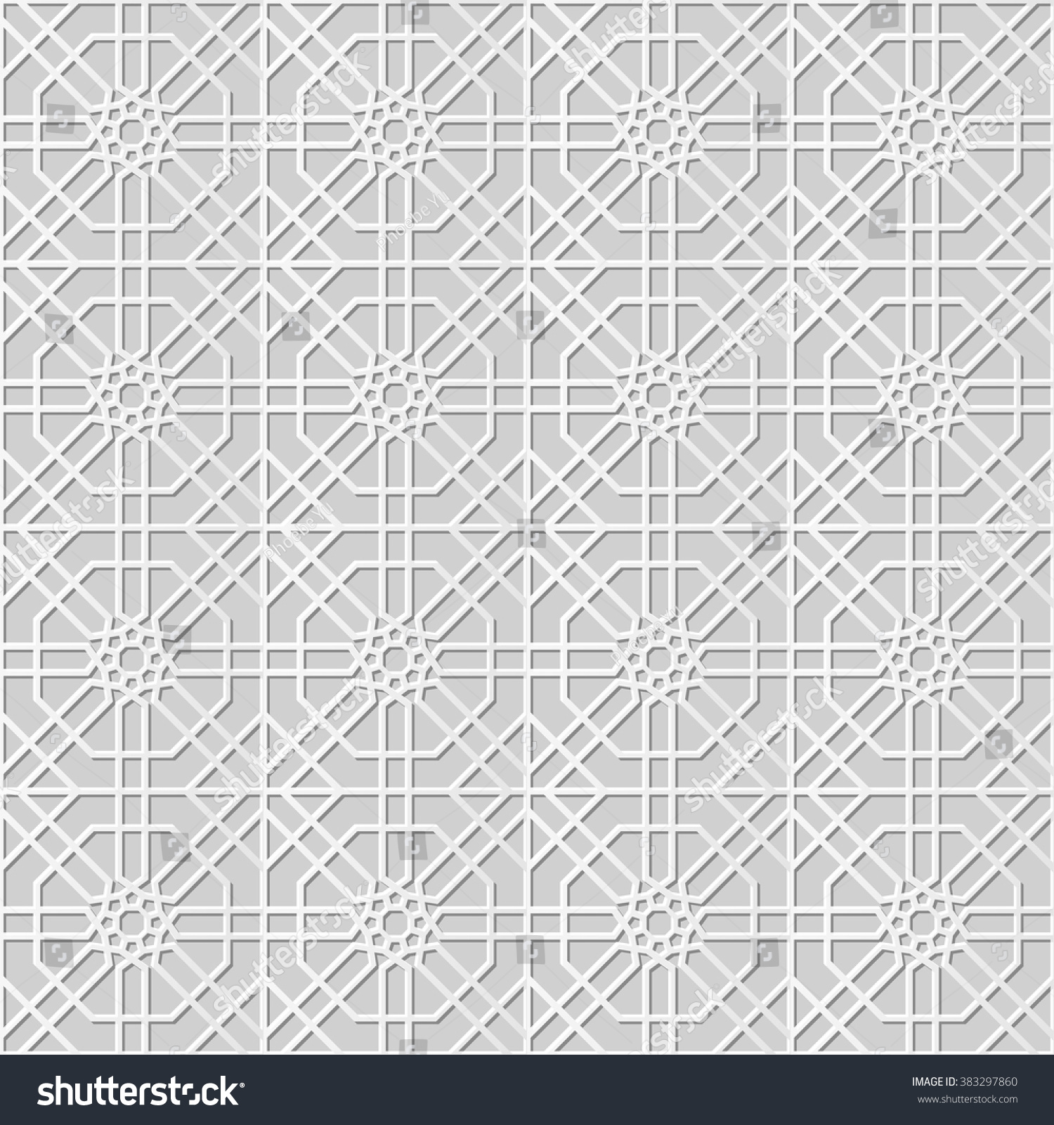SVG of Vector damask seamless 3D paper art pattern background 306 Octagon Square Cross
 svg