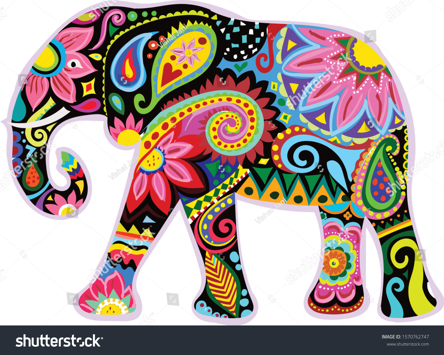 SVG of Vector Decorative elephant illustration. Indian theme for Indian wedding card svg
