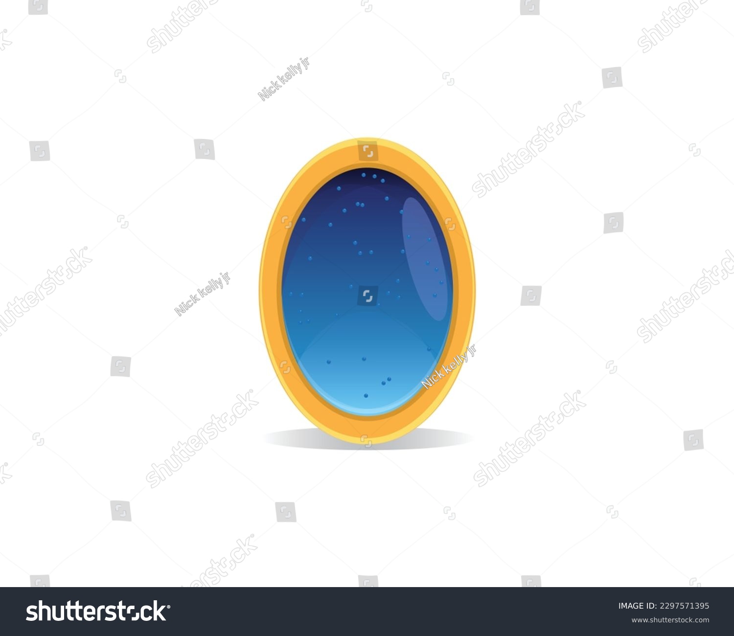 SVG of vector design of an oval-shaped precious stone or precious stone object blue diamond set in a container made of yellow gold on the sides which are also oval svg