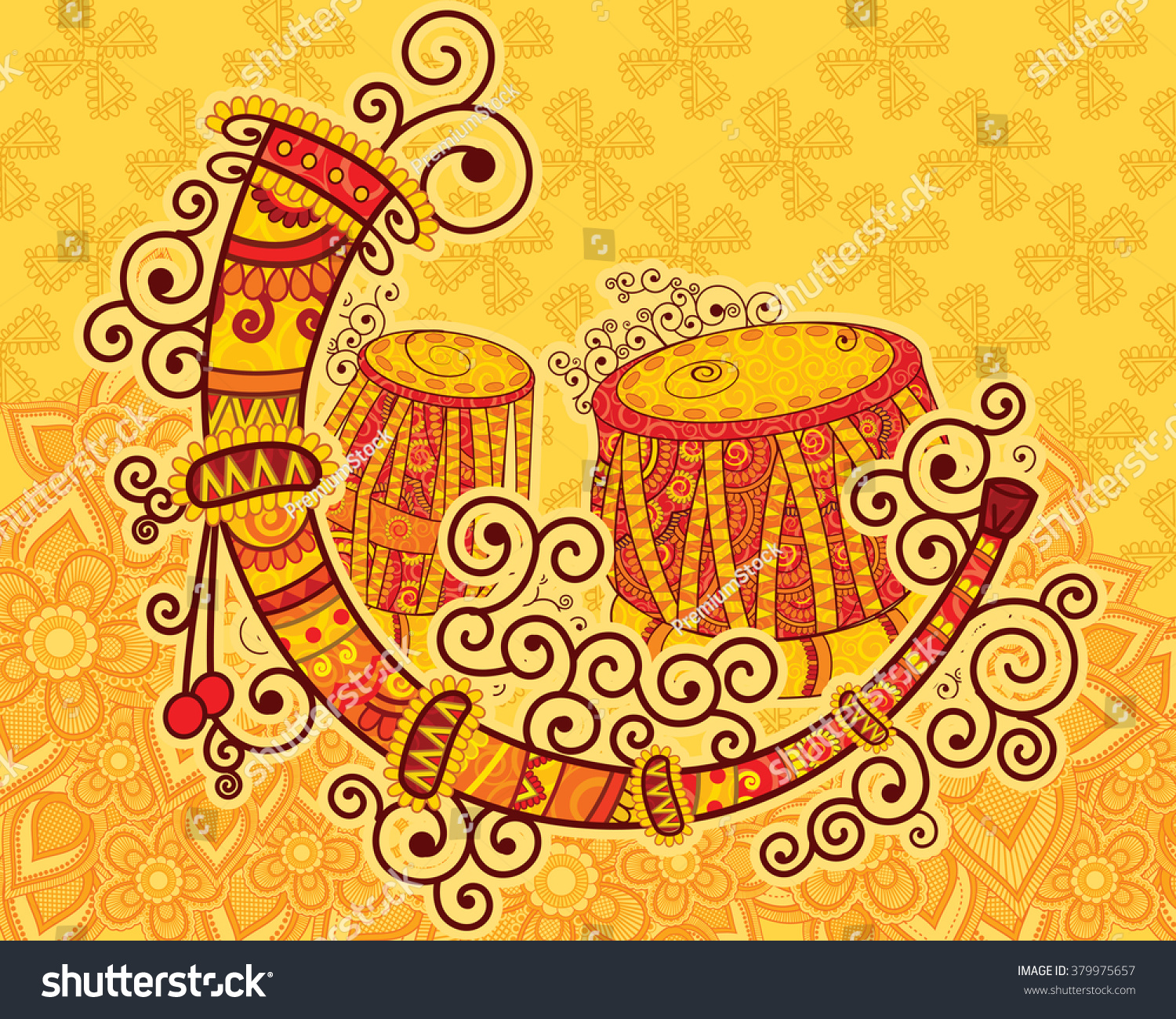 Vector Design Art Music India Indian Stock Vector 379975657 - Shutterstock