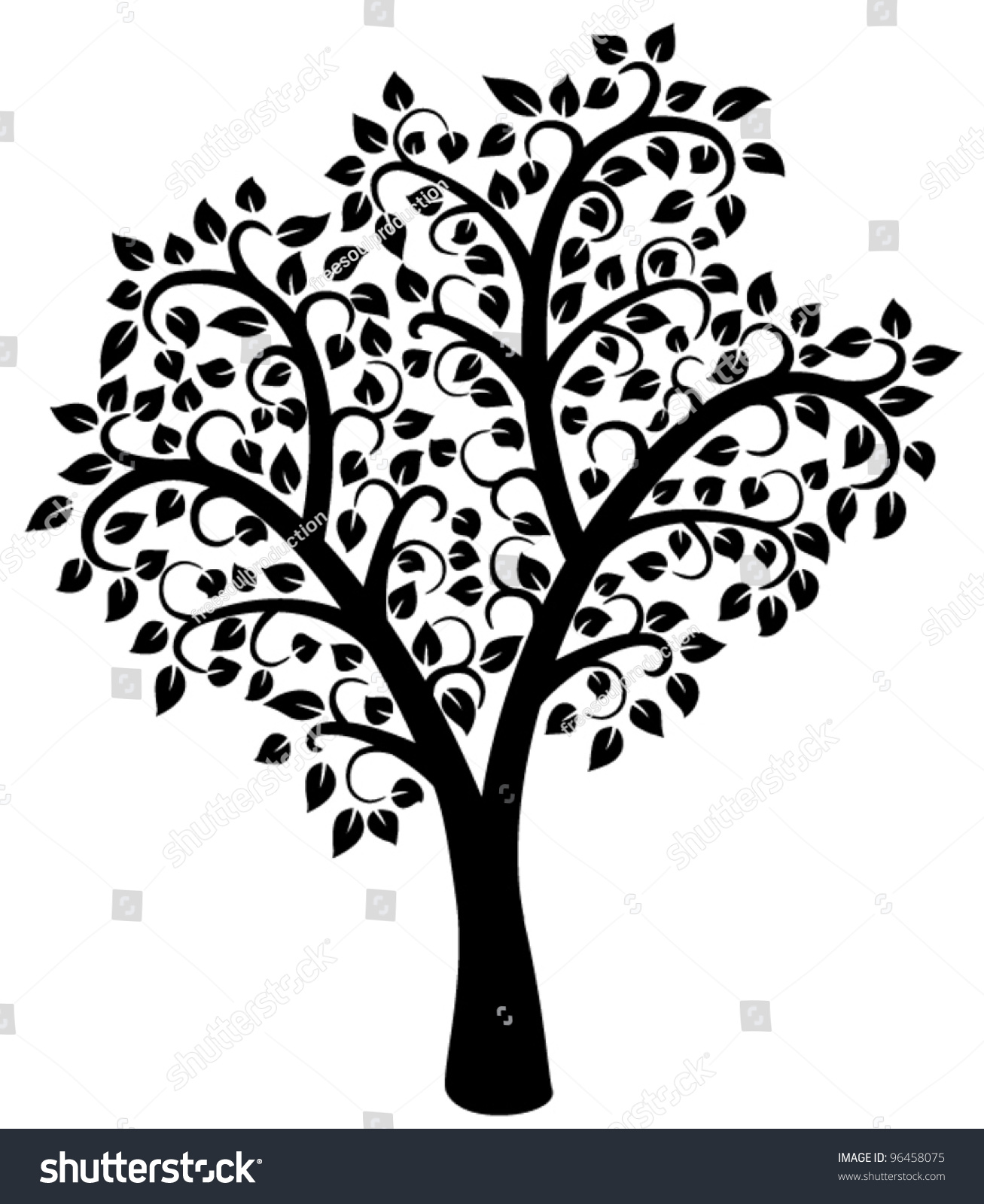 Vector Design Black White Tree Stock Vector 96458075 - Shutterstock