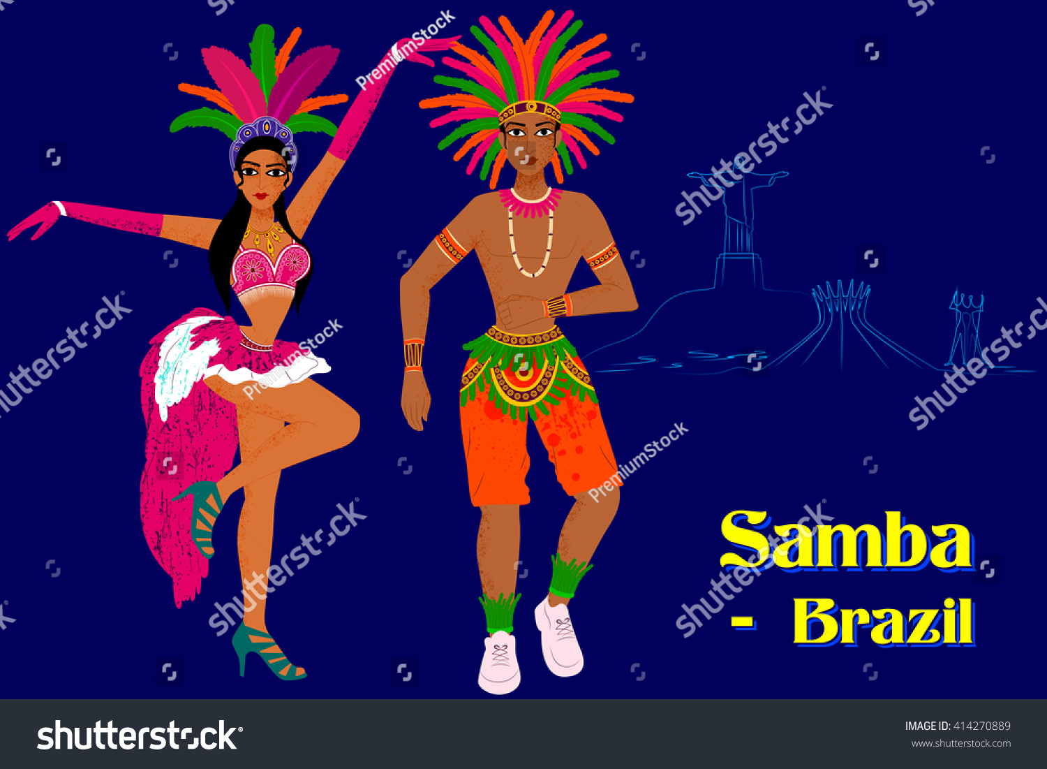 Vector Design Couple Performing Samba Dance Stock Vector Royalty Free