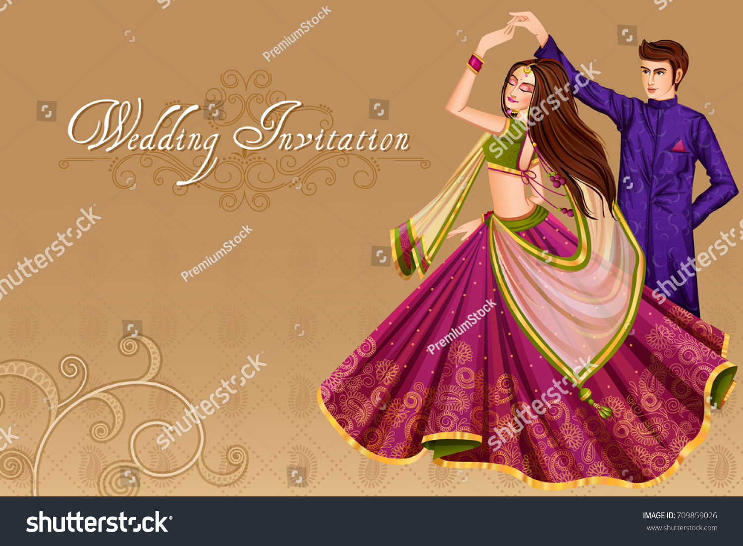SVG of Vector design of Indian couple dancing in wedding Sangeet ceremony of India svg