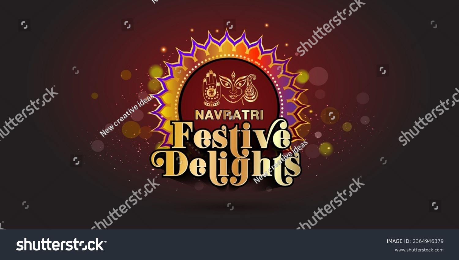 SVG of Vector design of Indian festival sale, Advertising, promotional, logo, template. Maa Durga with Navratri Festive Delights 3d text and vintage on dark red background. svg