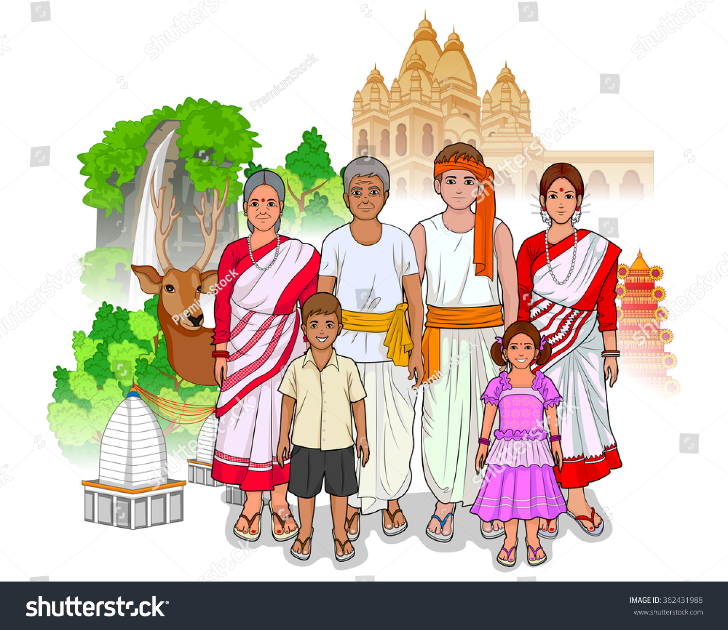 Vector Design Jharkhandi Family Showing Culture Stock Vector 362431988 ...