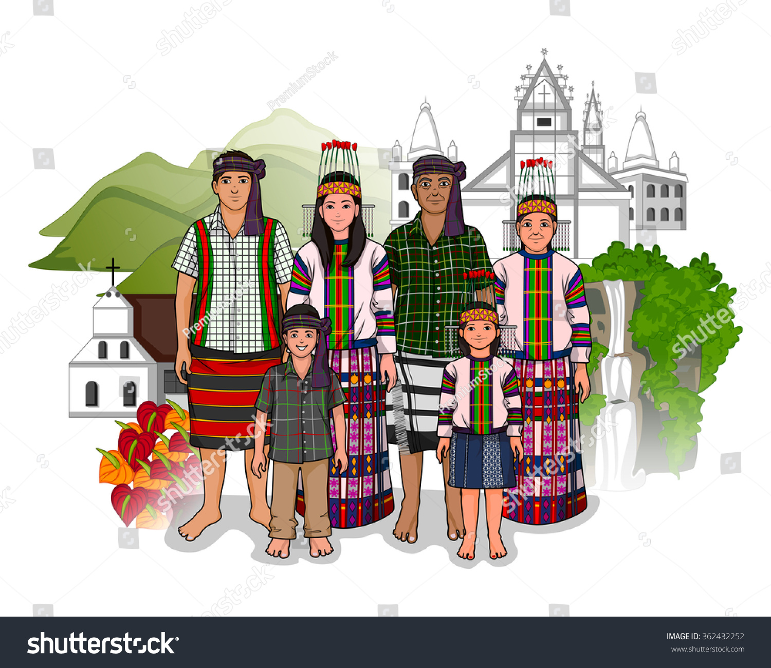 Vector Design Of Mizo Family Showing Culture Of Mizoram, India ...