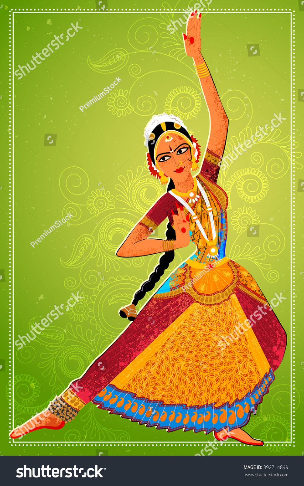 Vector Design Of Woman Performing Bharatanatyam Classical Dance Of ...