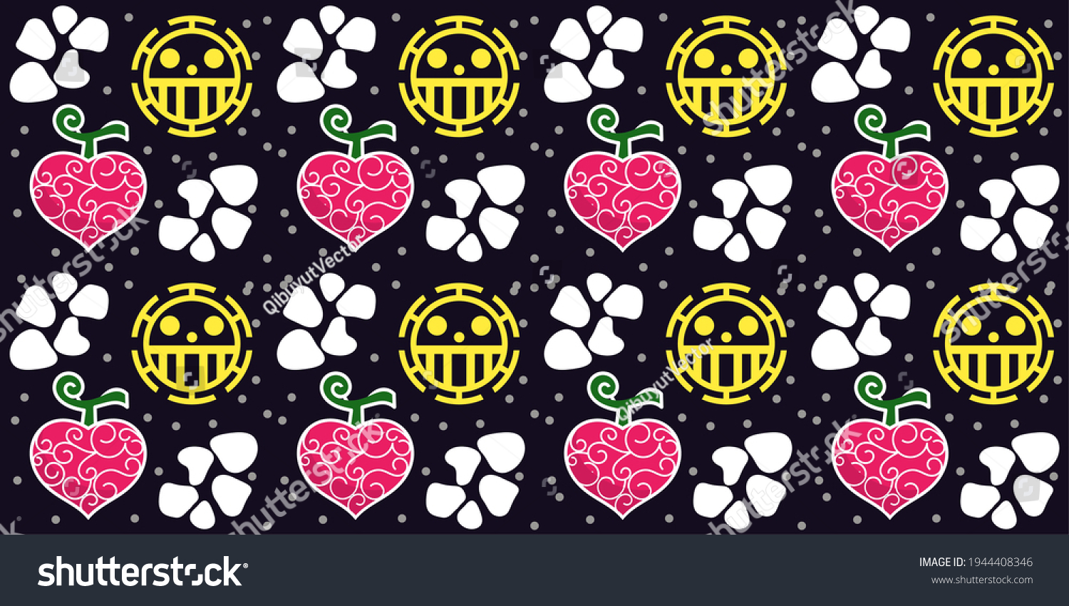 SVG of Vector design Seamless patterns for fictional objects, devil fruit items, in one of the anime series entitled Onepiece, beautiful pattern compositions for your print design needs, can be re-edited as  svg
