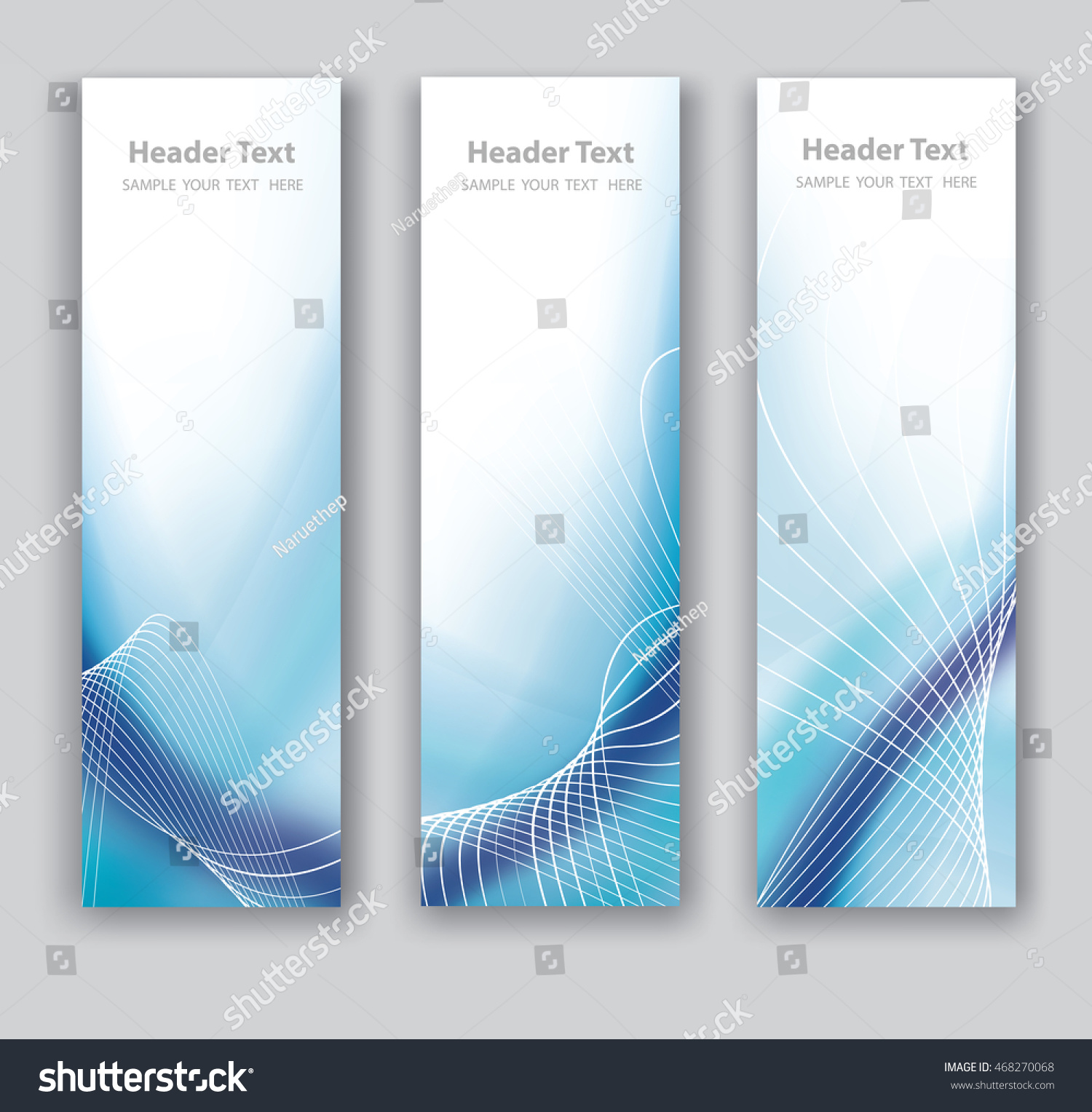 Vector Design Vertical  Banner  Blue Wave Stock Vector 