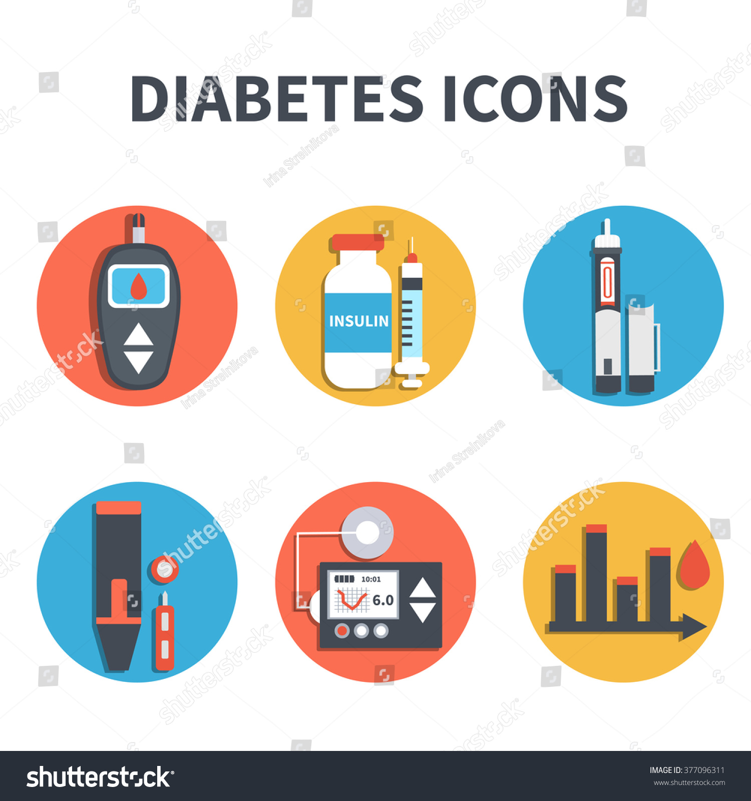 Vector Diabetes Infographic Elements Isolated On White Background 