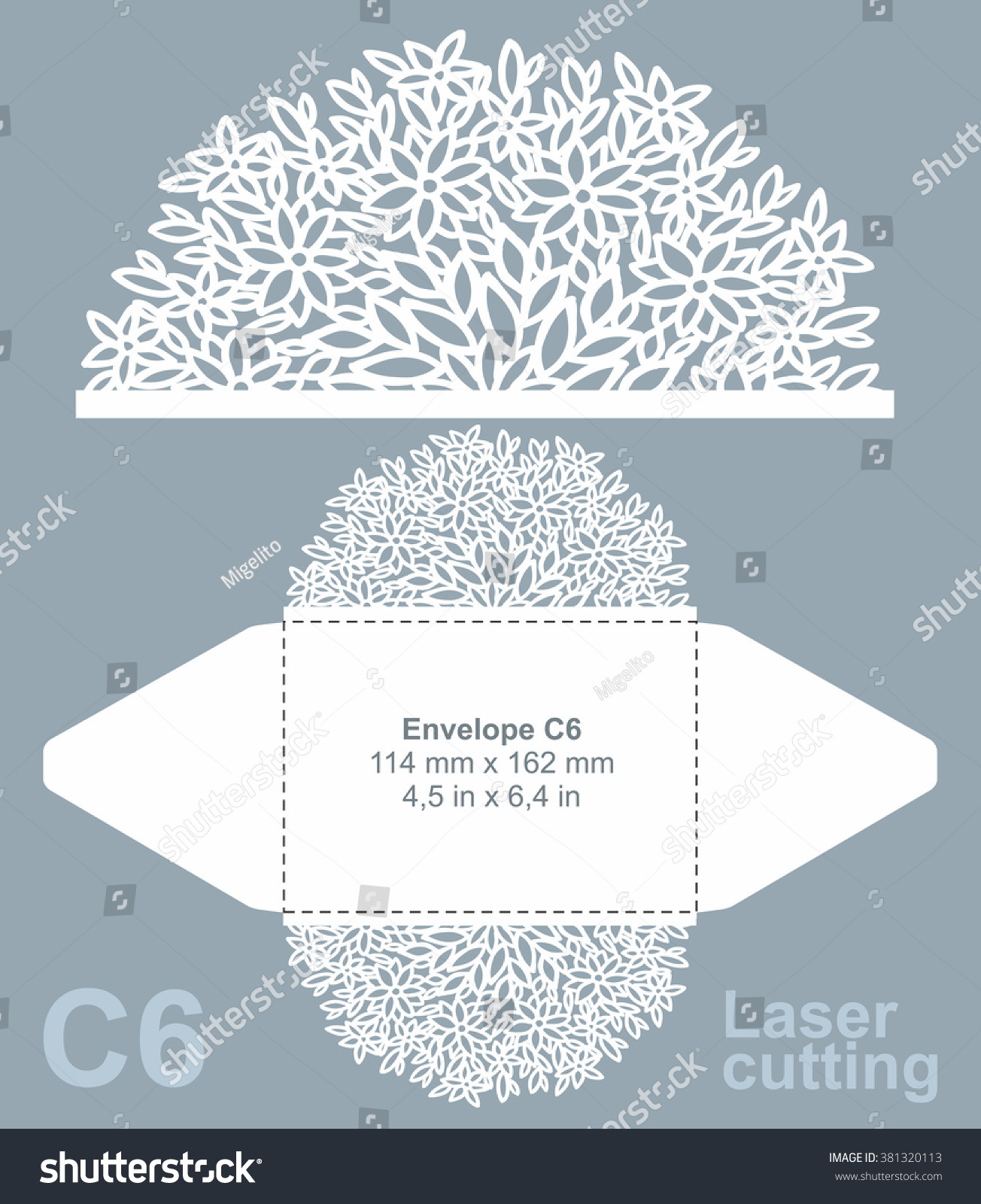 Vector Die Cut Envelope Template Laser Imagem Vetorial De 