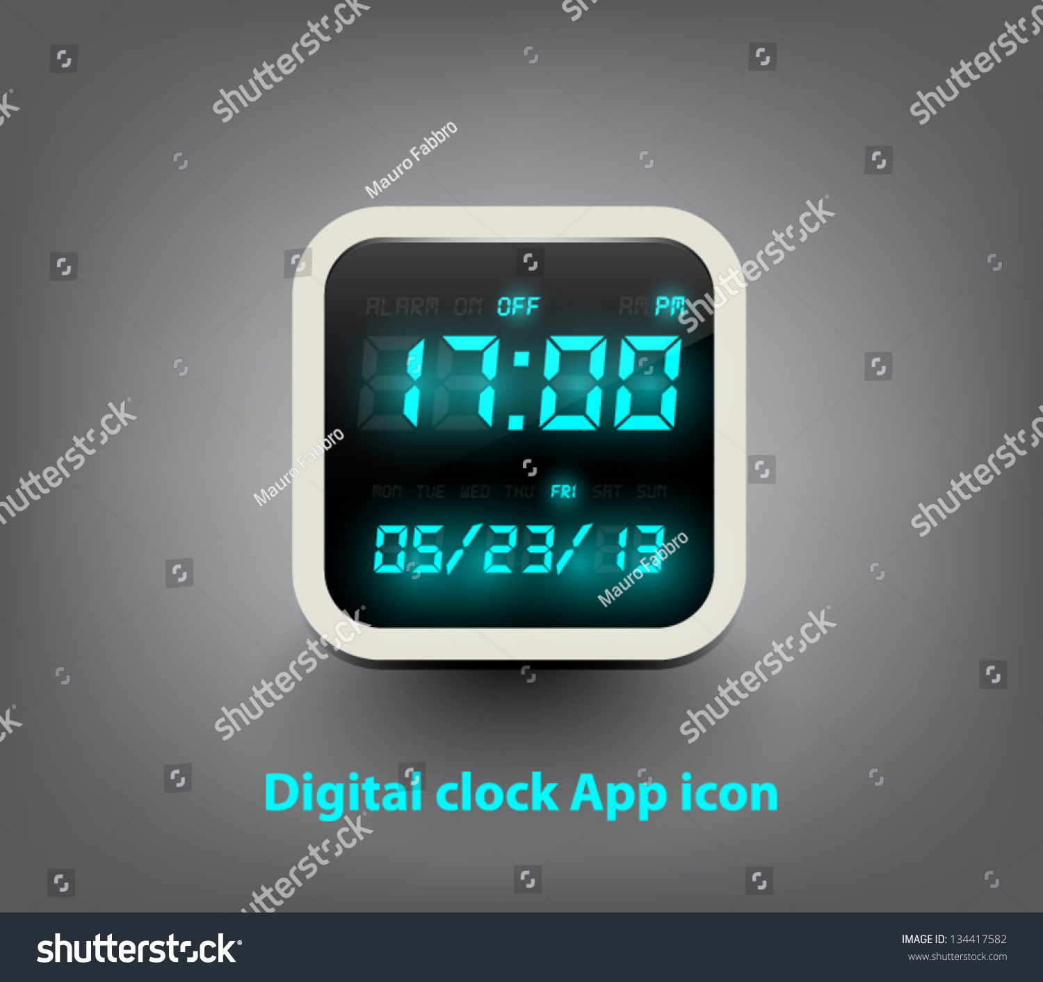 Vector Digital Clock Button Icon Websites Stock Vector 134417582 - Shutterstock