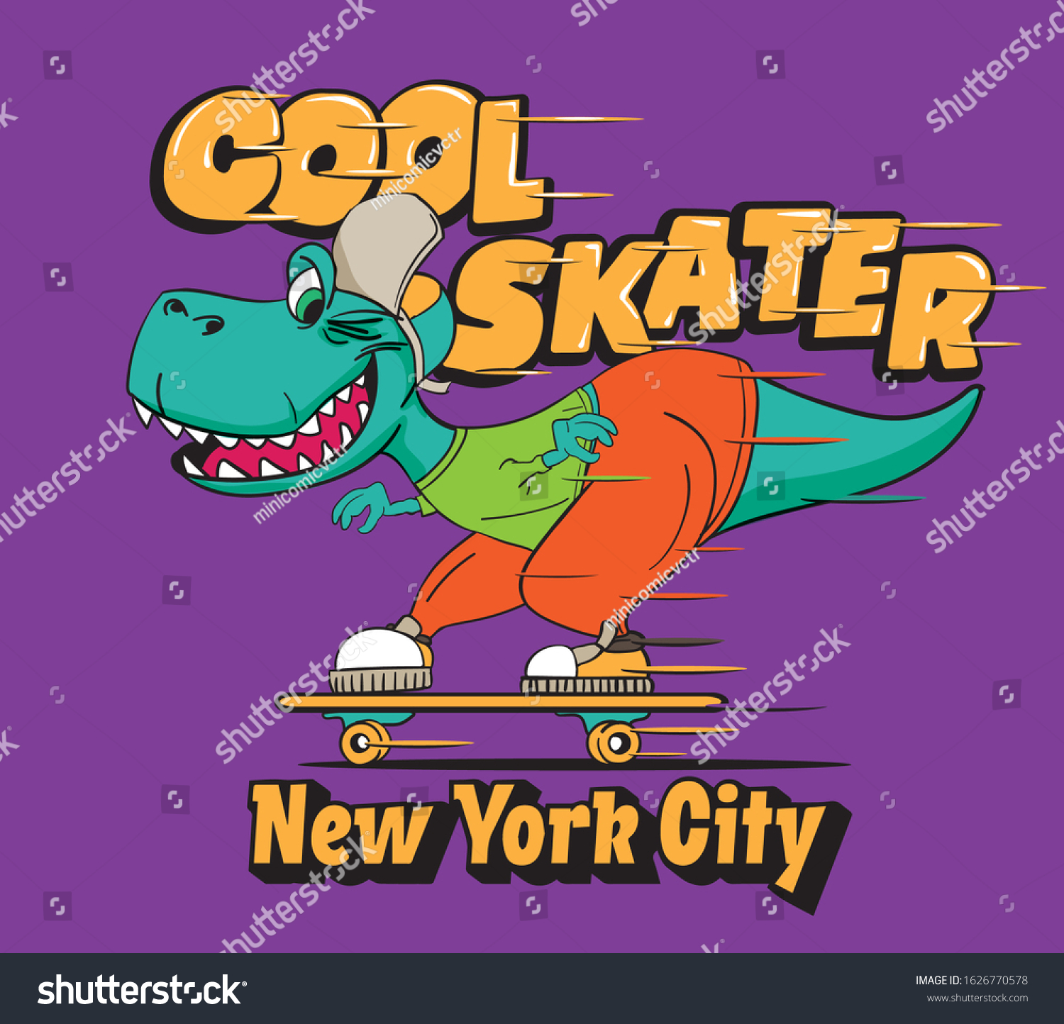 Vector Dino Skater Cartoon Character Stock Vector (Royalty Free ...