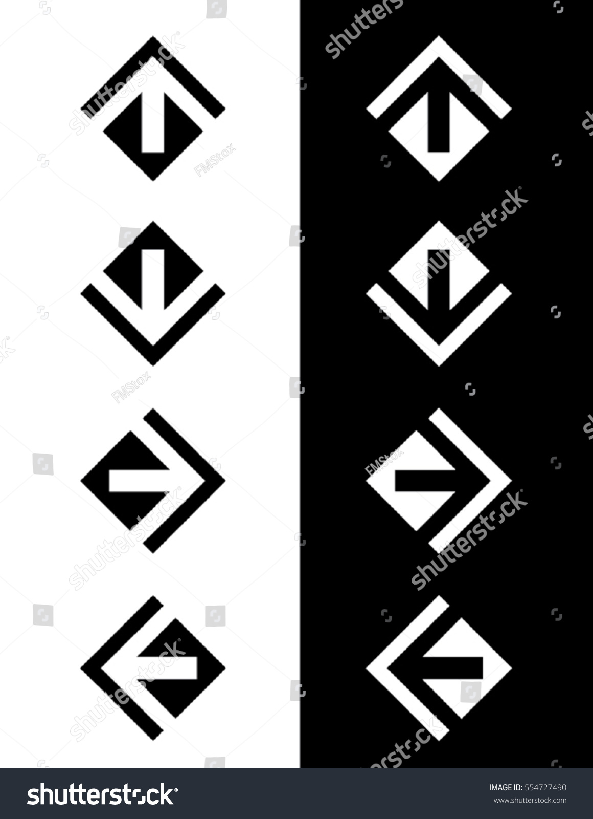 Vector Directional Arrow Set Black Reverse Stock Vector (Royalty Free ...