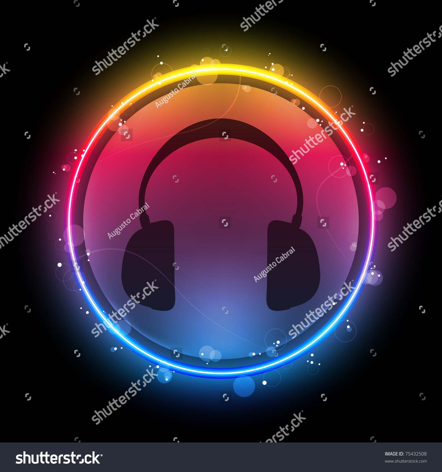 Vector Disco Headphones Neon Rainbow Circle Stock Vector 75432508 ...