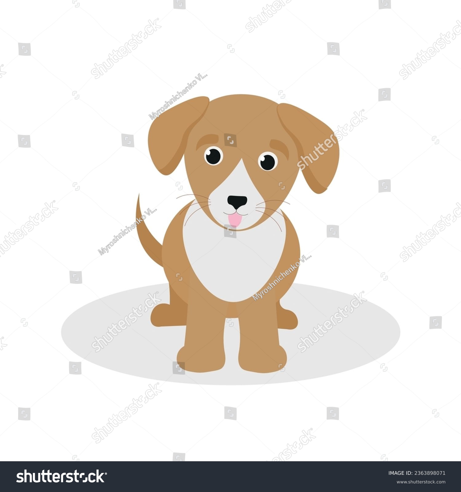 SVG of Vector dog icon. Cute puppy is sitting. Vector flat illustration. Suitable for animation, using in web, apps, books, education projects. No transparency, solid colors only. Svg, lottie without bags. svg