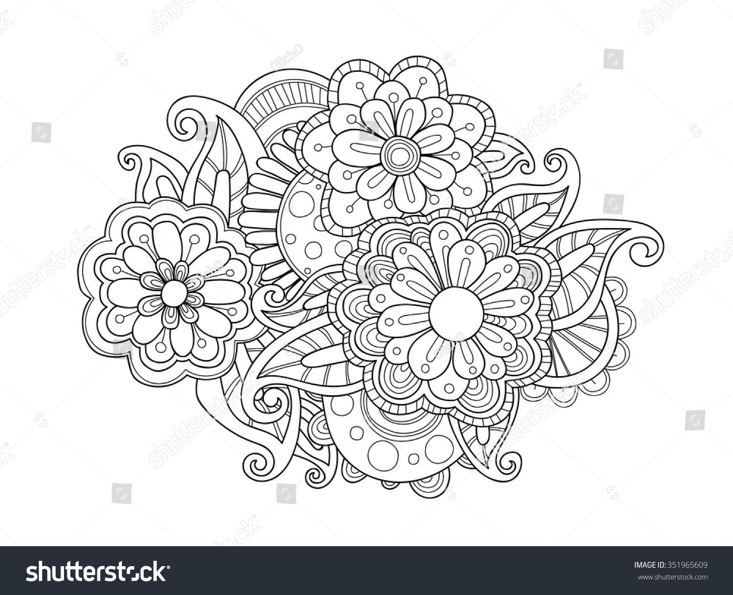 Vector Doodle Art Flowers Zentangle Style Stock Vector Royalty Free