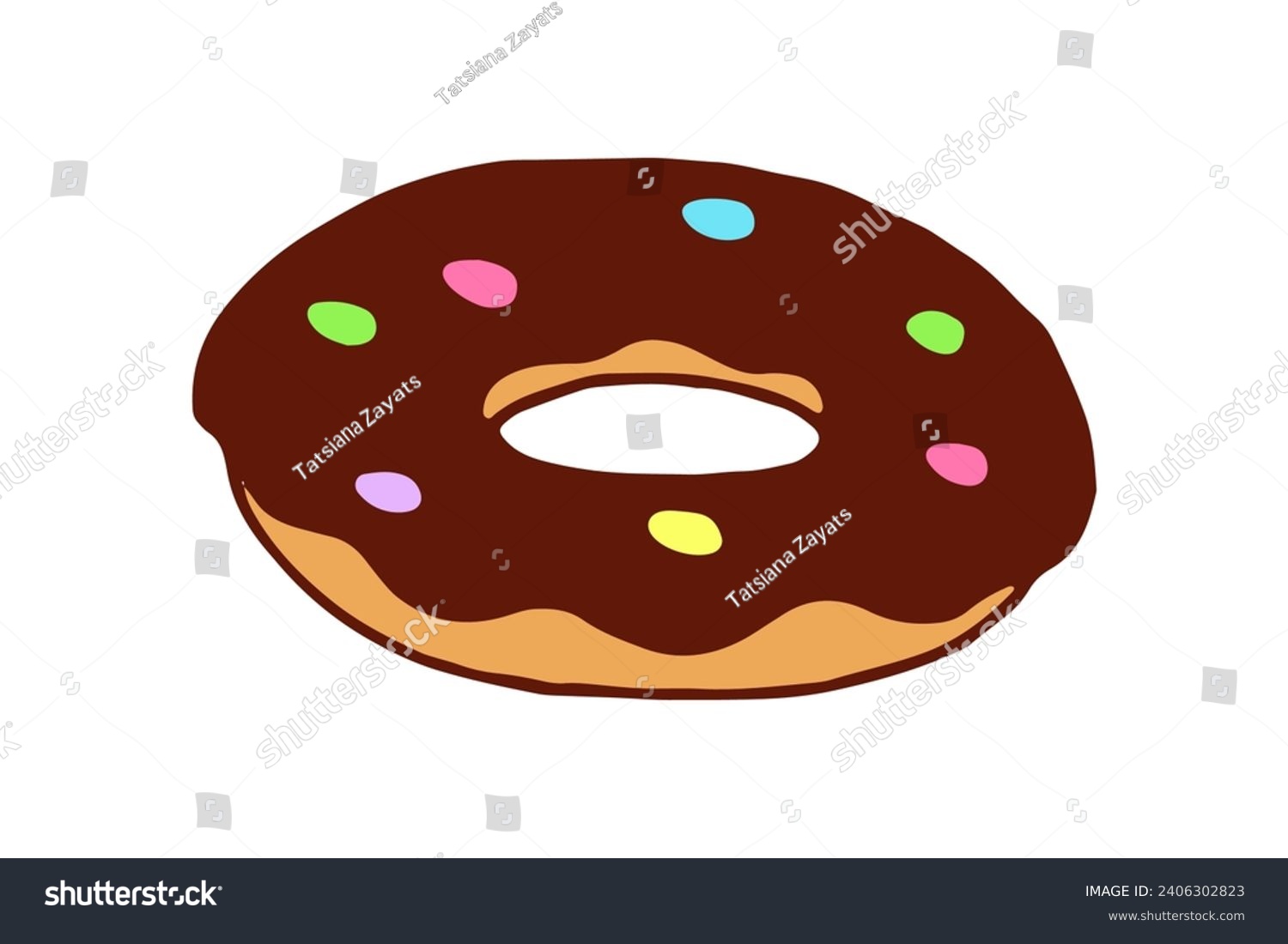 recommend clip art: Vector Doodle Donut. Isolated Bagel Illustration on White Background. Cute Colorful Icon of Sweets