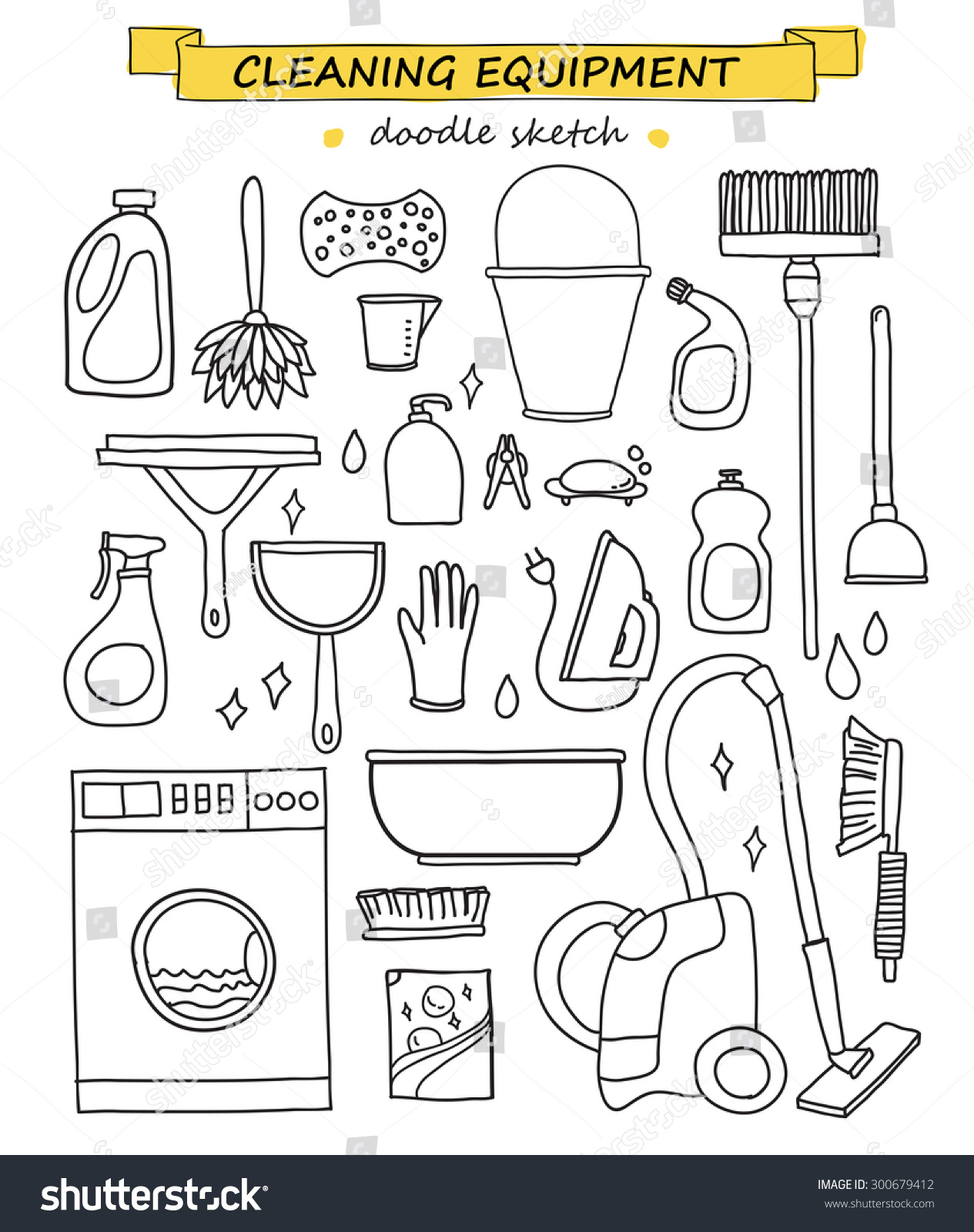 Vector Doodle Set Cleaning Tools Cleaning Stock Vector (Royalty Free ...