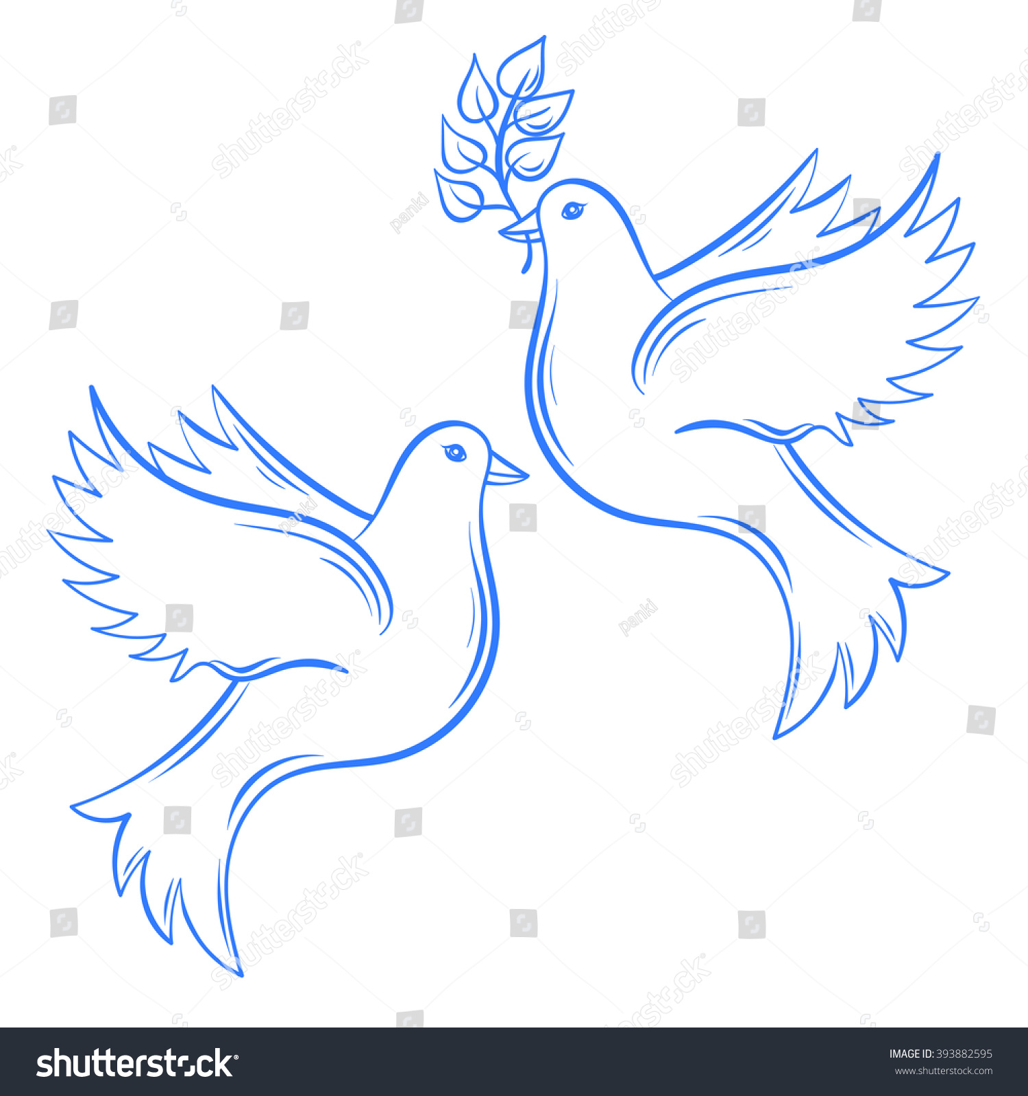 ベクター鳩 手描きの平和のハトイラストとオリーブの枝のハト 手描きの芸術的な装飾的な飛ぶ鳩 国際平和の日のはがき ハト の鳥 のベクター画像素材 ロイヤリティフリー
