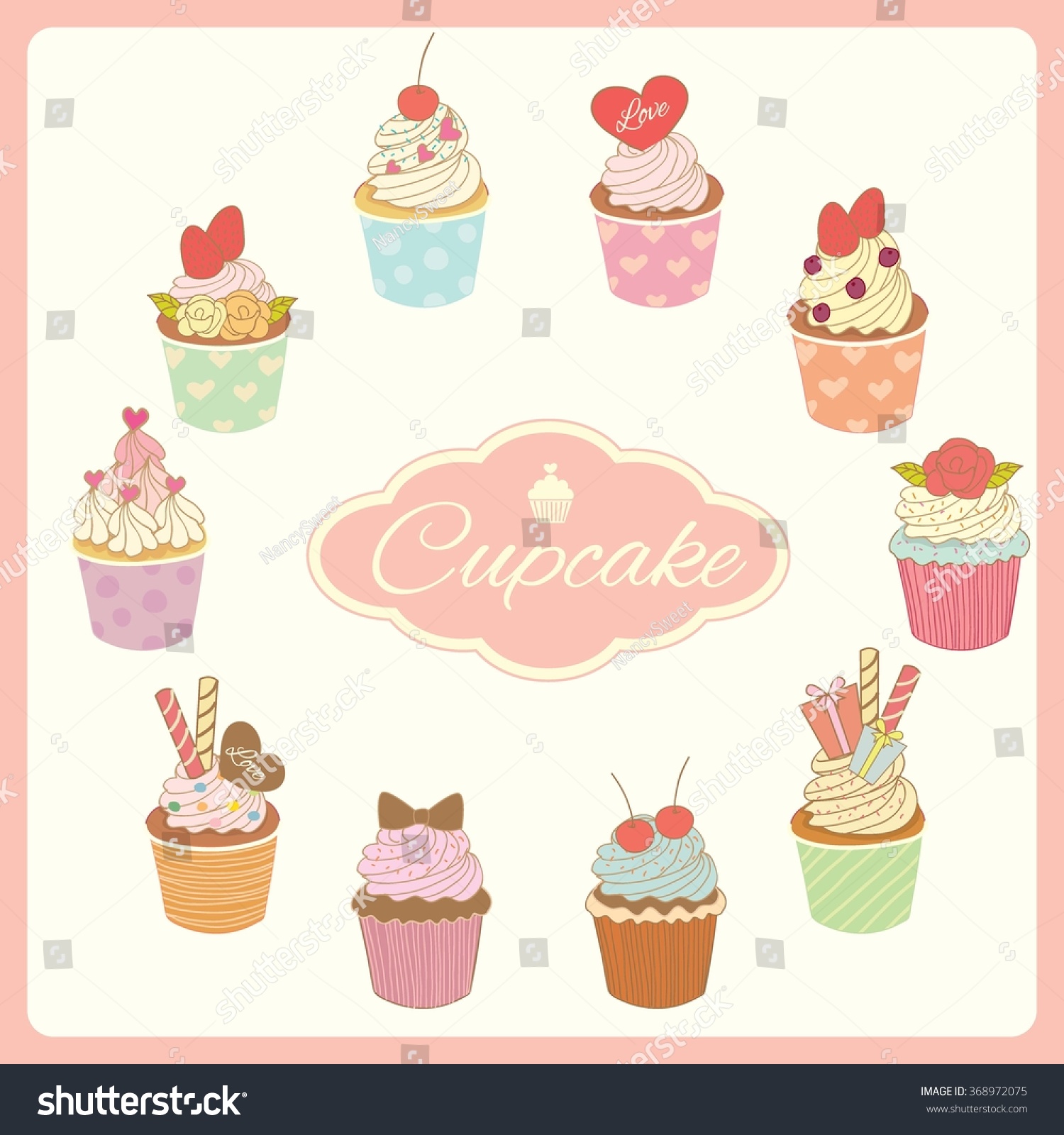 vector drawing bakery cafe cupcakes decoration stock vector vector drawing bakery cafe cupcakes decoration stock vector