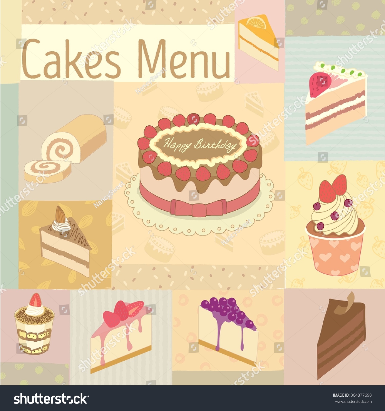 vector drawing cakes menu bakery cafevintage stock vector vector drawing cakes menu bakery cafevintage stock vector
