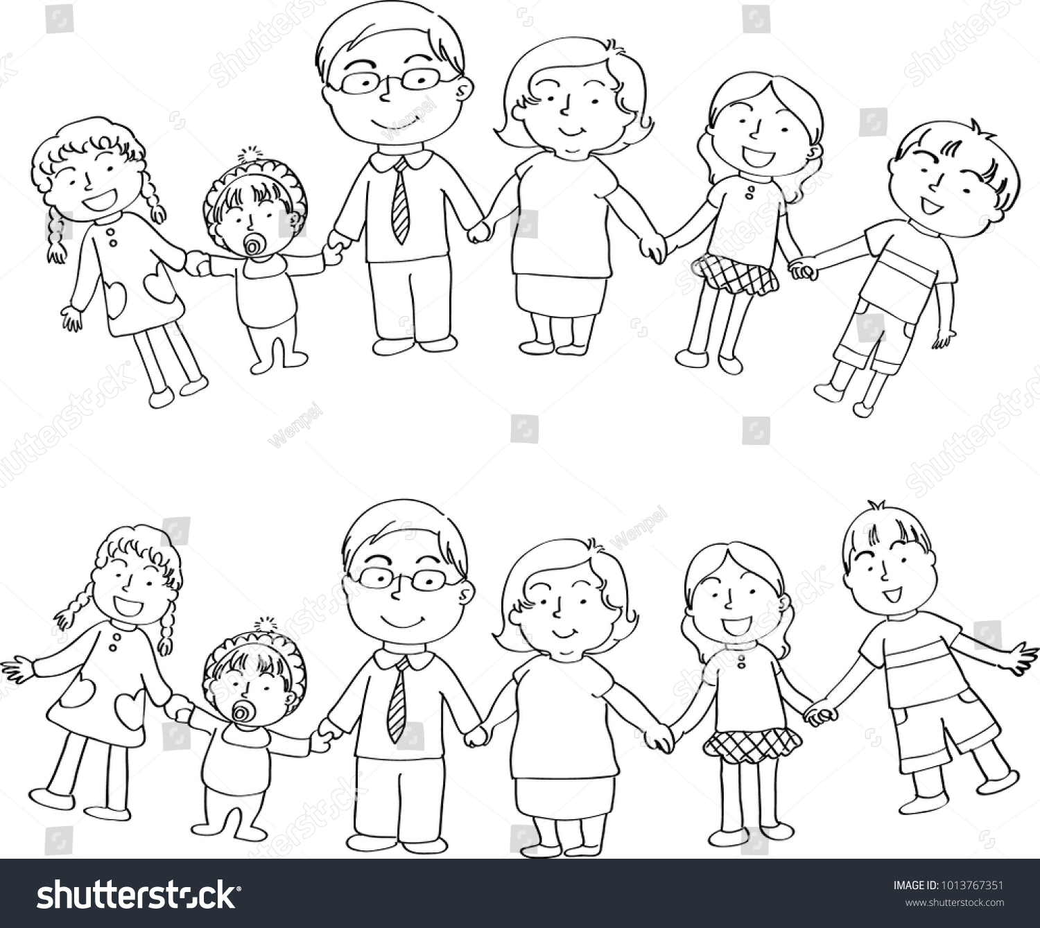 Vector Drawing Family Background Stock Vector (Royalty Free) 1013767351