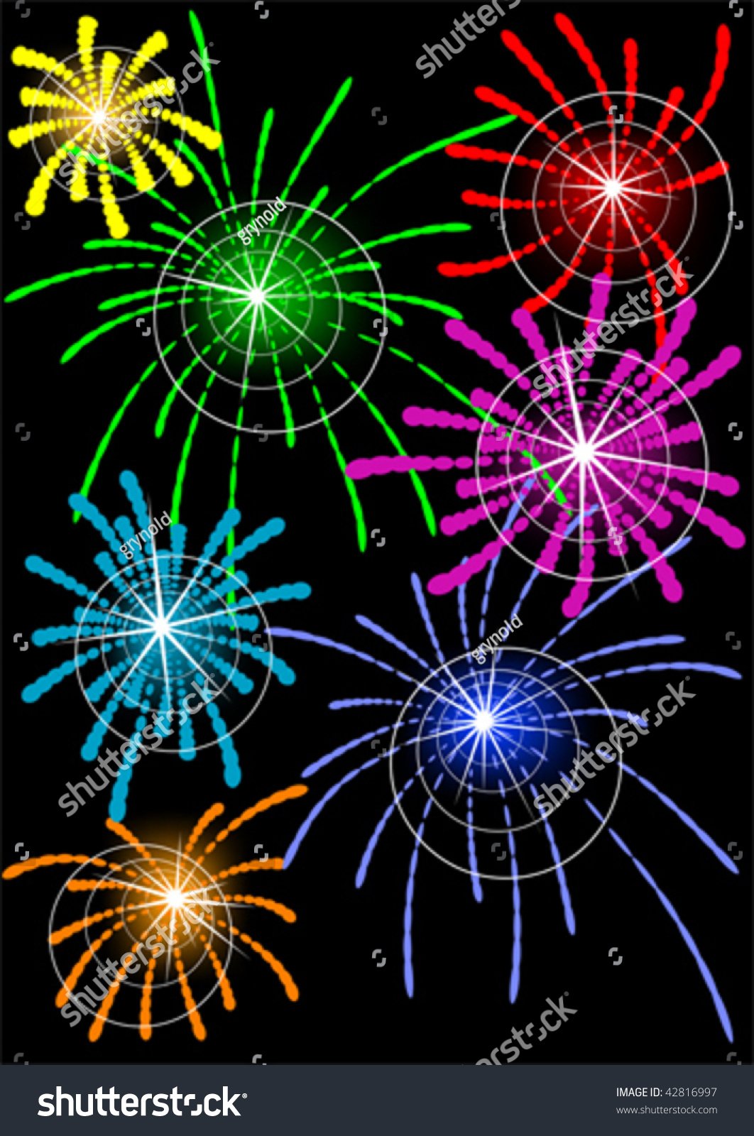 Vector Drawing Fireworks Night Sky Stock Vector (royalty Free) 42816997 